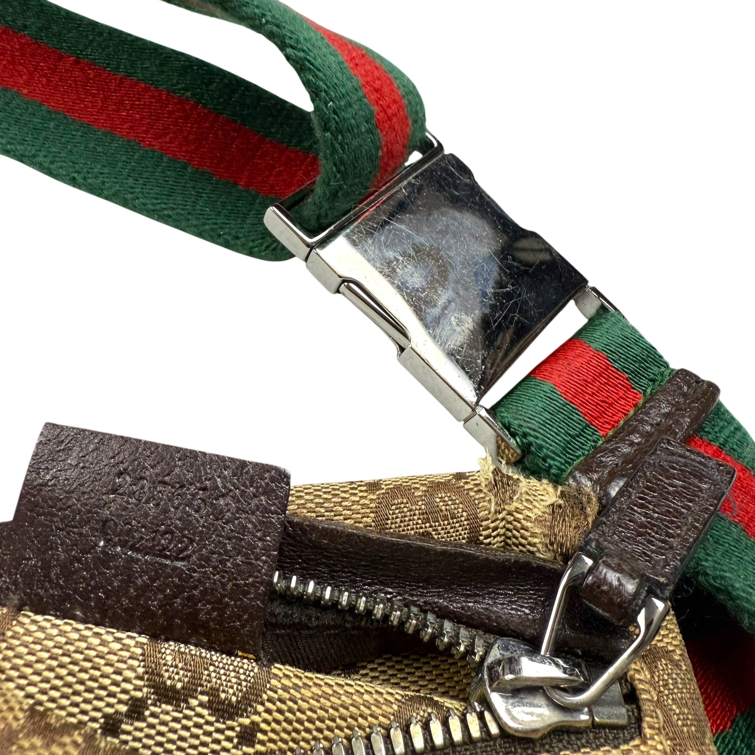 Gucci GG Canvas Web Double Pocket Belt Bag Brown