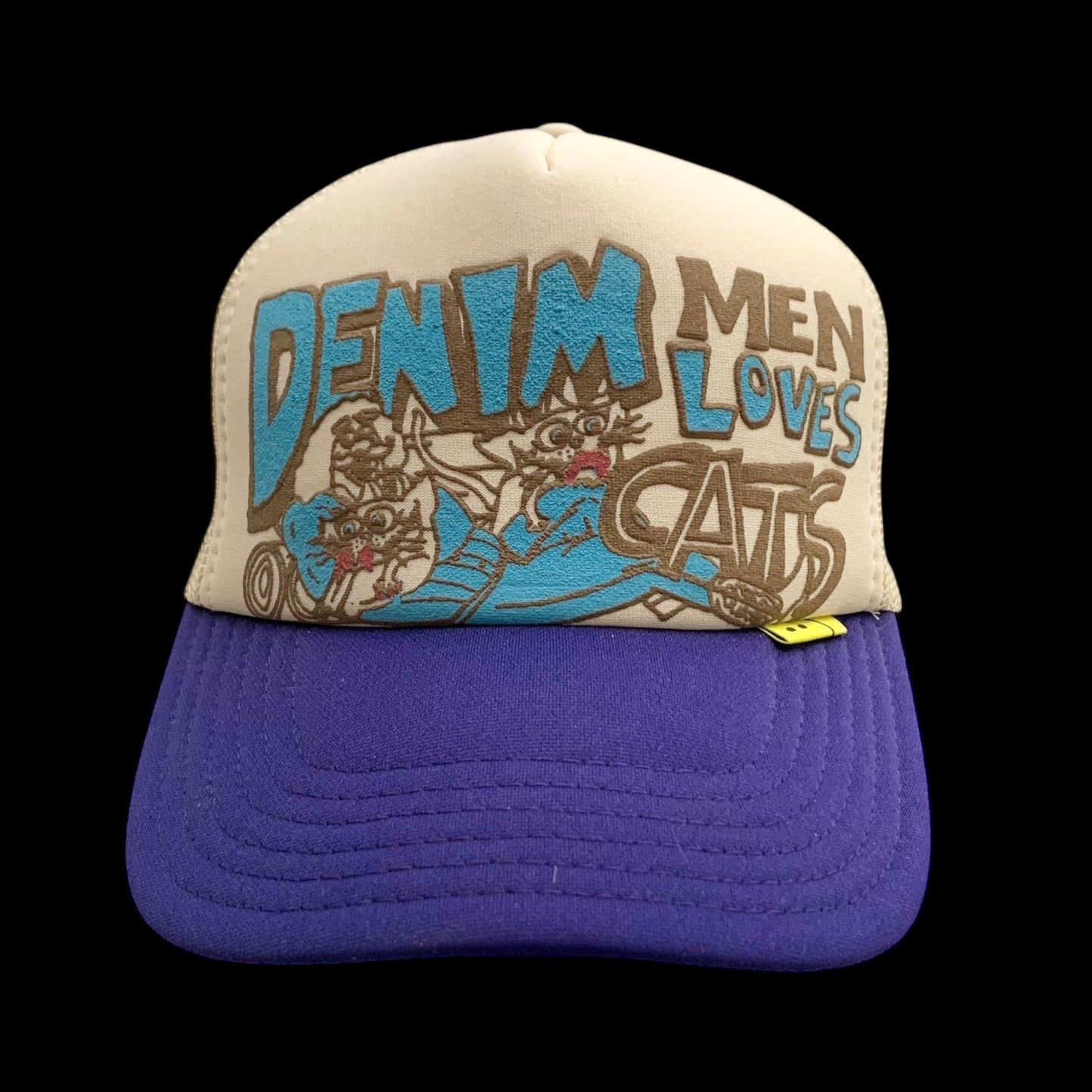 Kapital ‘Denim Men Love Cats’ Trucker Cap Beige / Purple