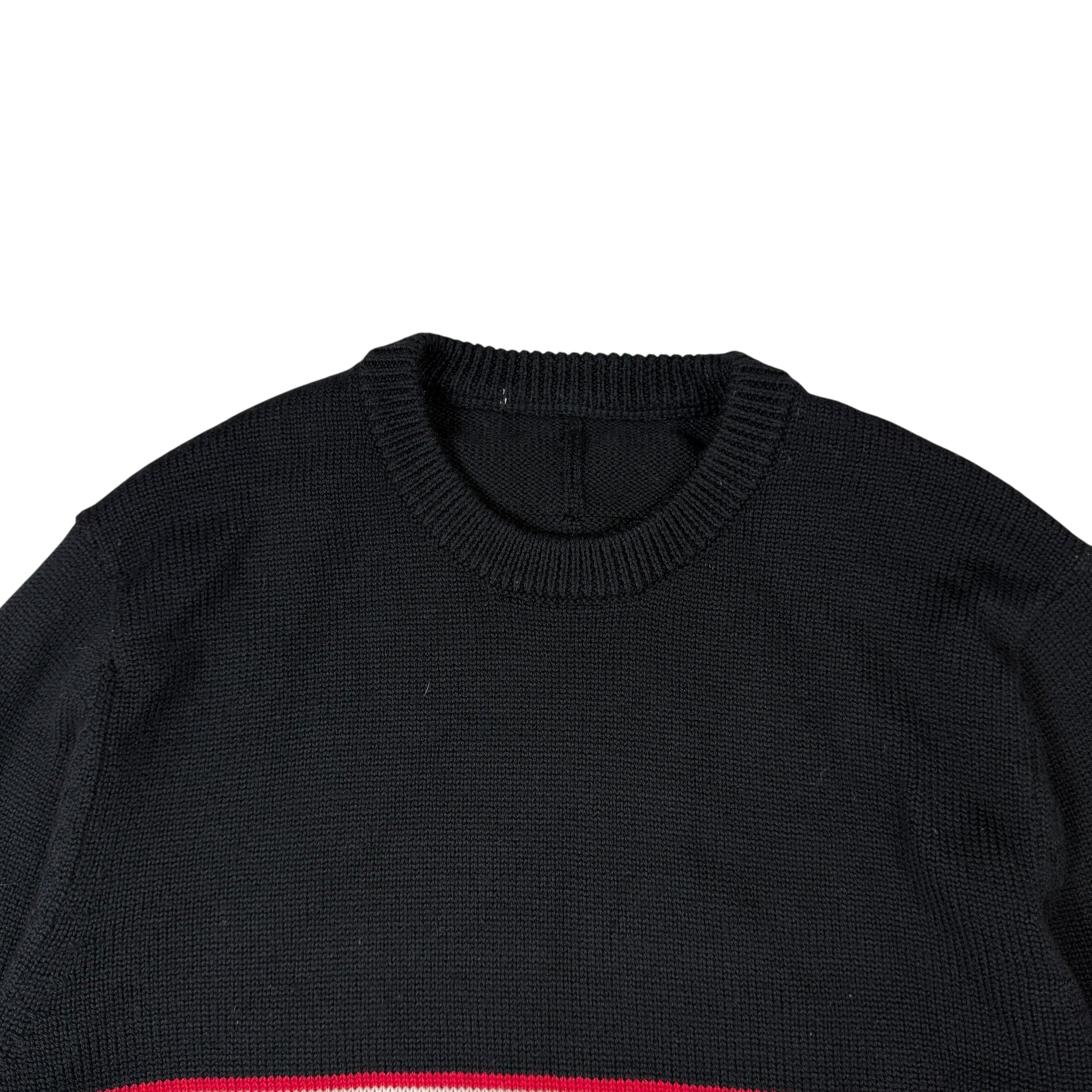 Givenchy AW18 Logo-Intarsia Pure Wool Knit Sweatshirt Black (Size L)