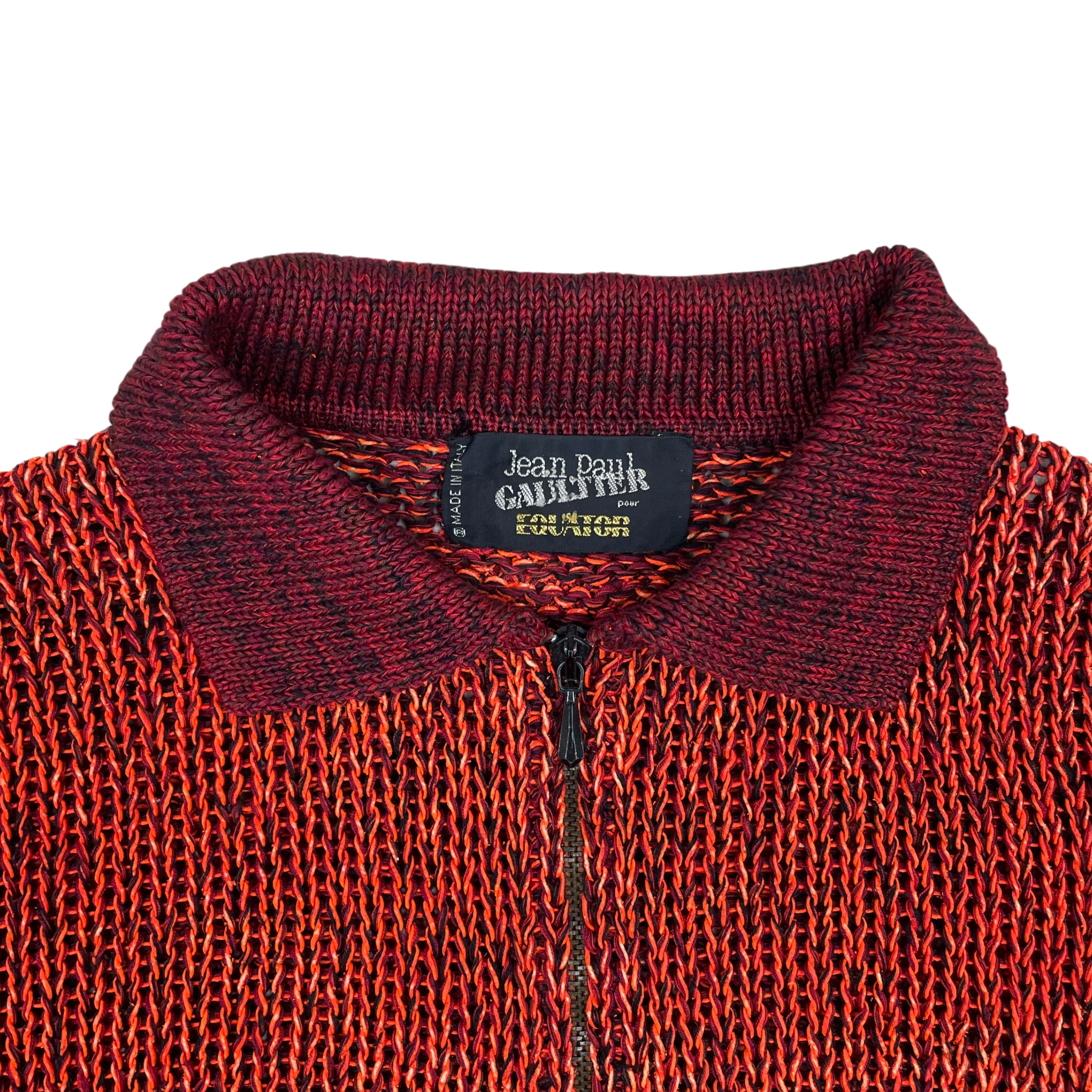 Jean Paul Gaultier Equator 1/4 Zip Cropped Knit Polo Jumper Orange (Size S)
