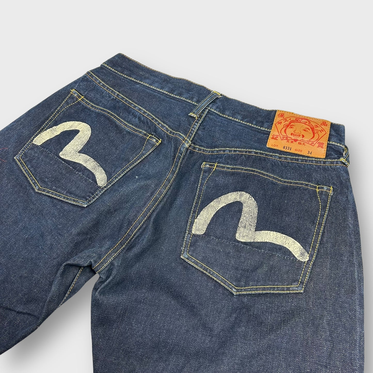 Vintage Evisu White Daicock Pocket Logo Selvedge Denim Jeans (Size 32")