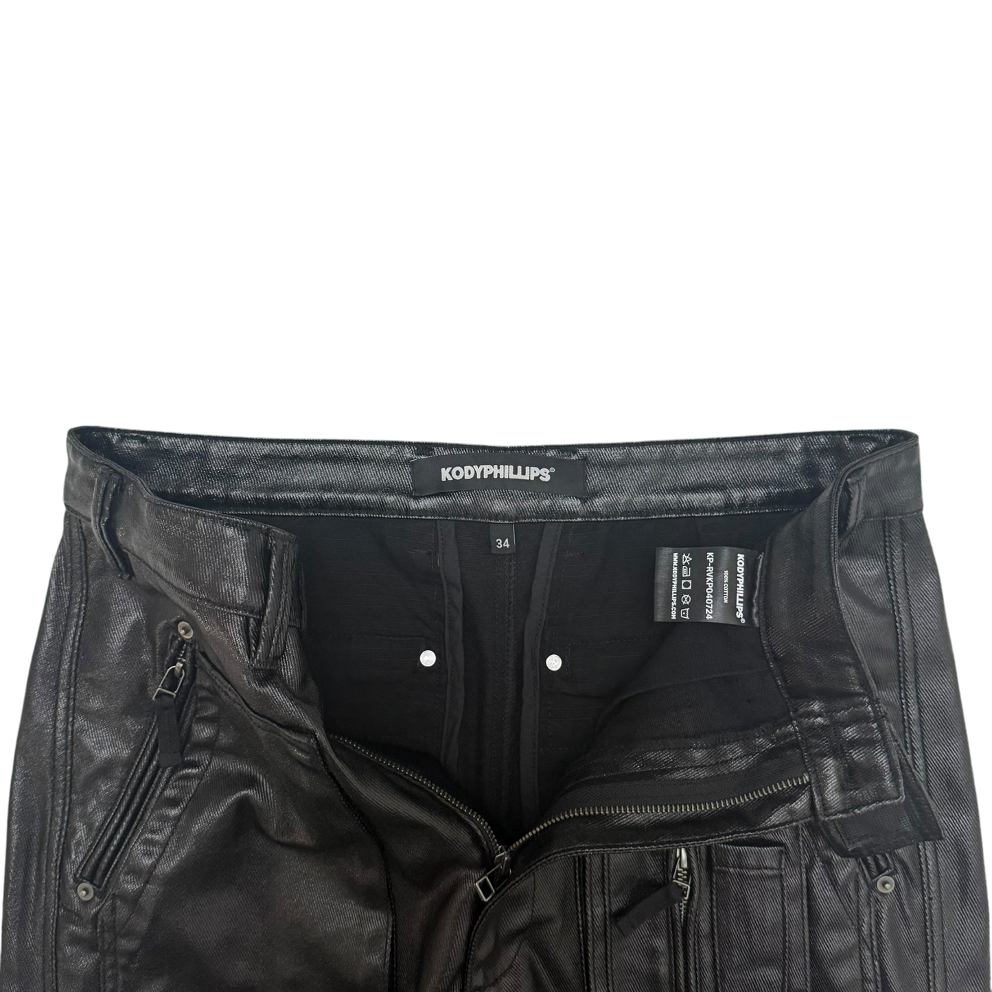 Kody Phillips Rip Van Kody Waxed Black Cargo Pants (Size 34”)