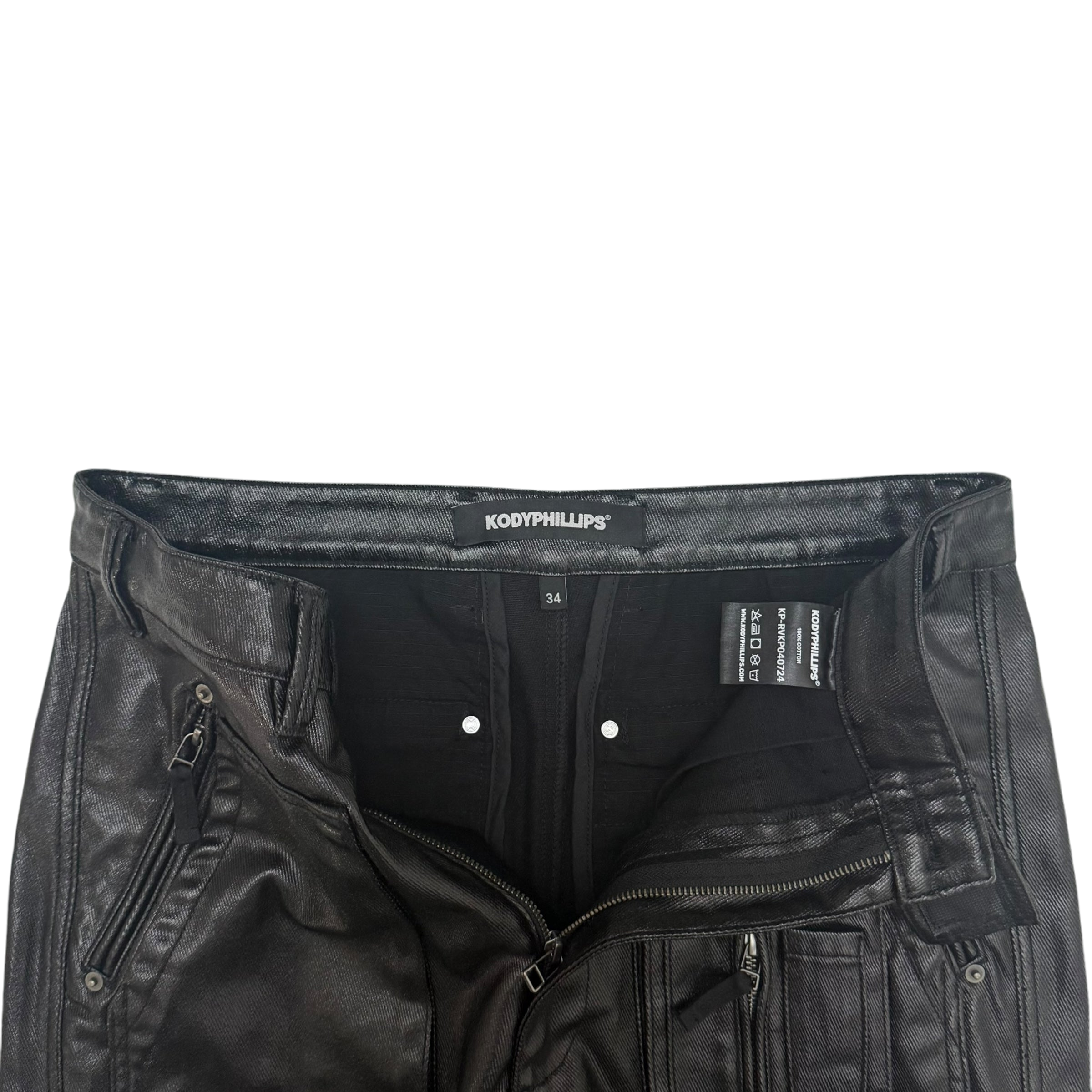 Kody Phillips Rip Van Kody Waxed Black Cargo Pants (Size 34”)