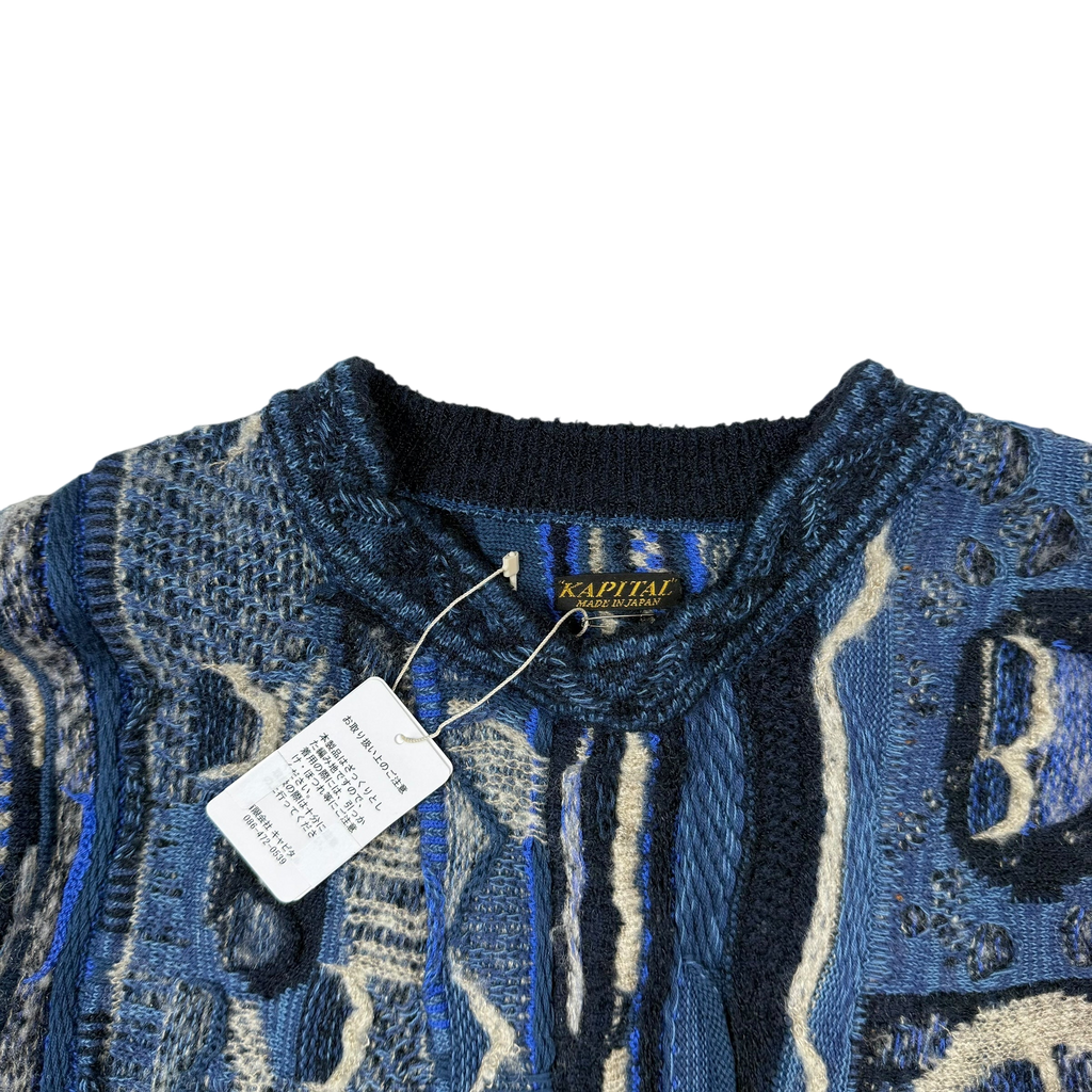 Kapital 7G Gaudy Knit Peace Sweatshirt Blue (fits M-L)