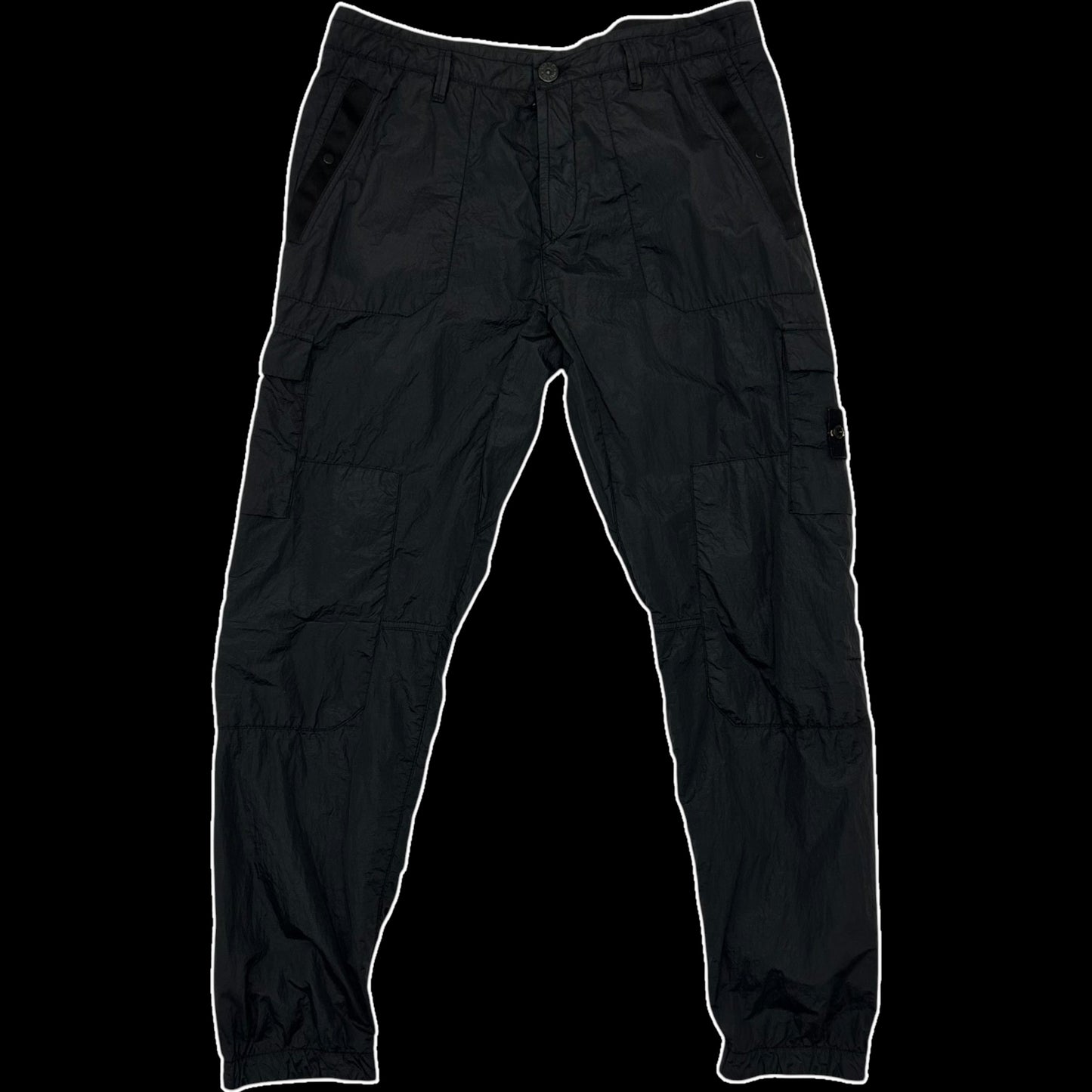 Stone Island Type RE Metal Nylon Cargo Pants Black (Size 34")