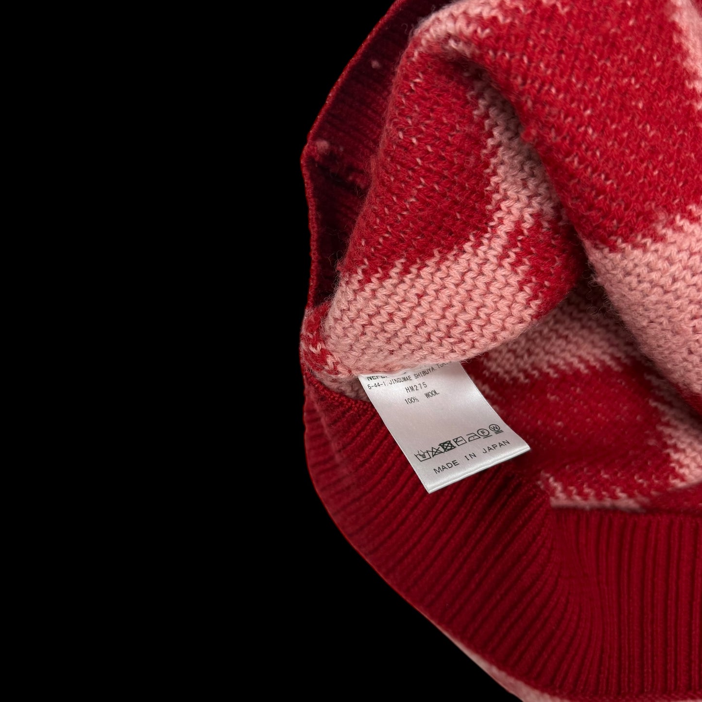 Needles AW20 Polo Argyle Checkered Wool Sweatshirt Red (fits S-M)