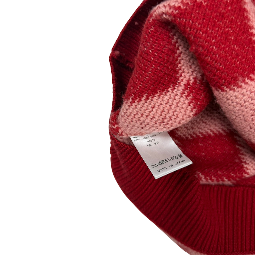 Needles AW20 Polo Argyle Checkered Wool Sweatshirt Red (Size S)