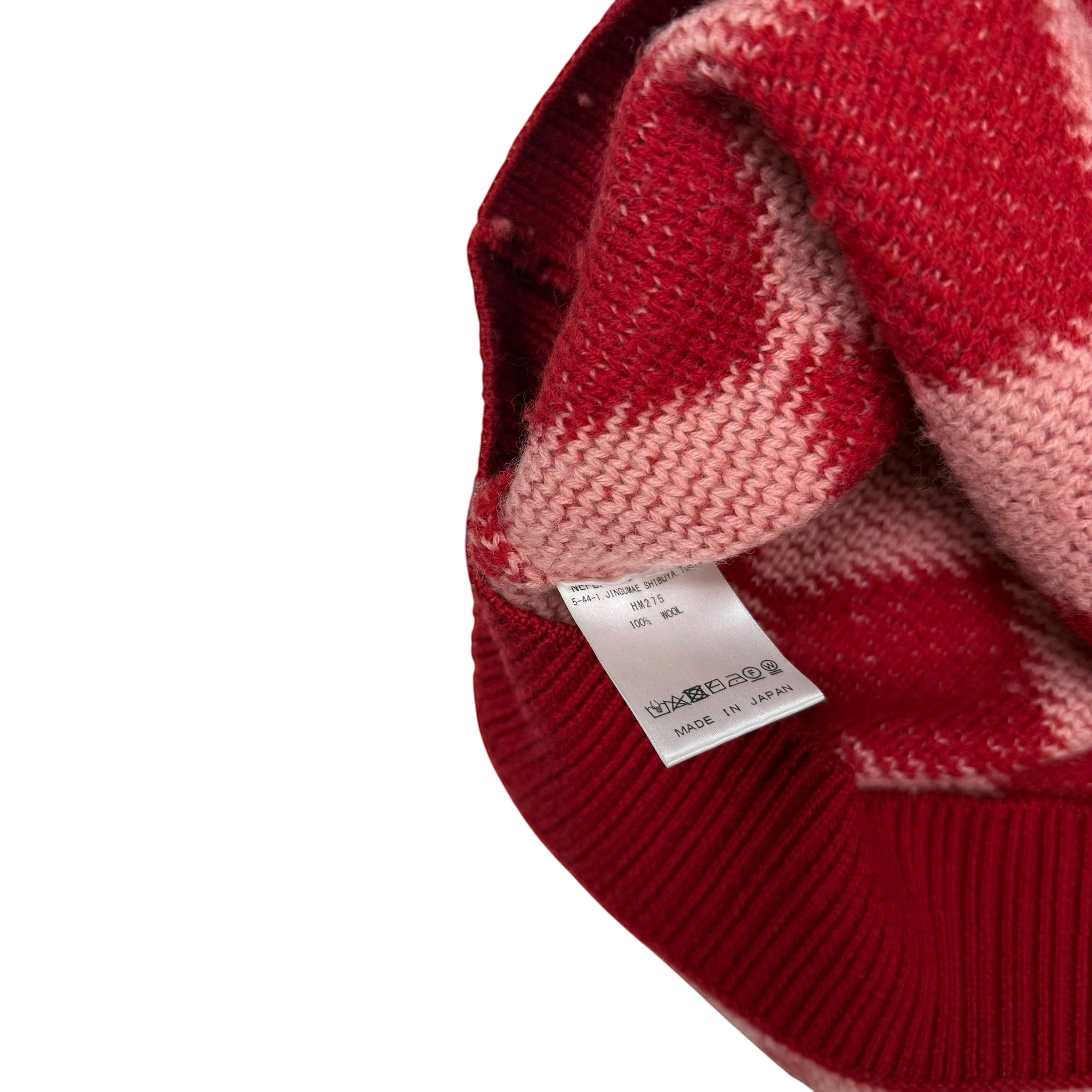 Needles AW20 Polo Argyle Checkered Wool Sweatshirt Red (Size S)