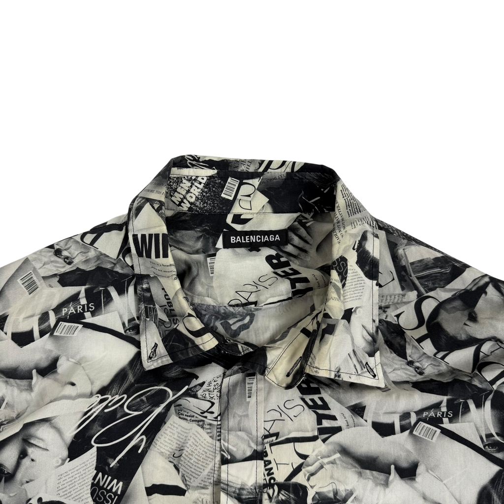 Balenciaga Magazine Print LS Shirt Black/White (fits L-XL)