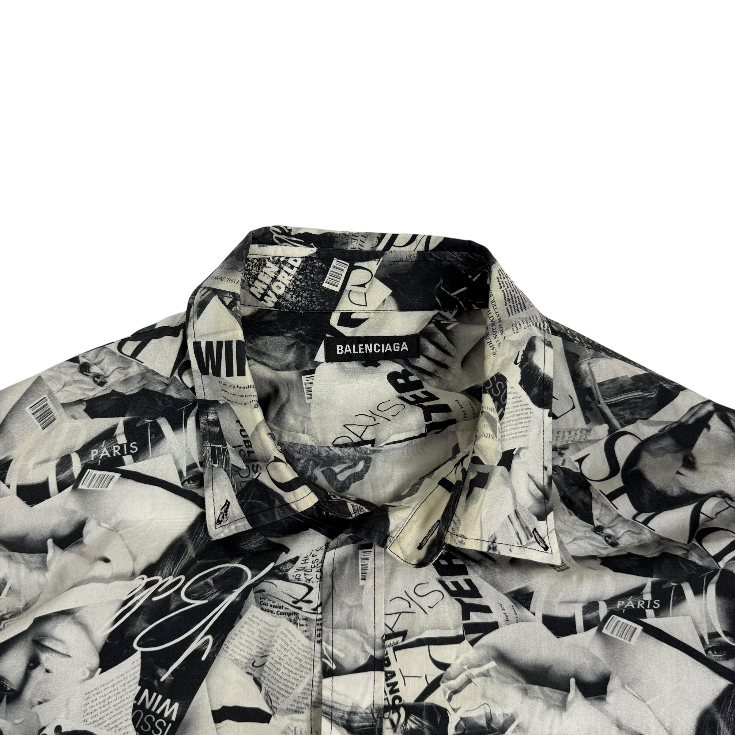 Balenciaga Magazine Print LS Shirt Black/White (fits L-XL)