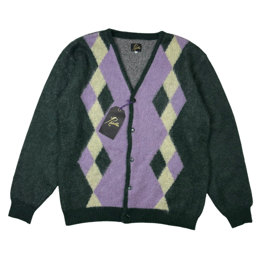 Needles AW22 Mohair Diamond Cardigan Purple & Green (Size L)
