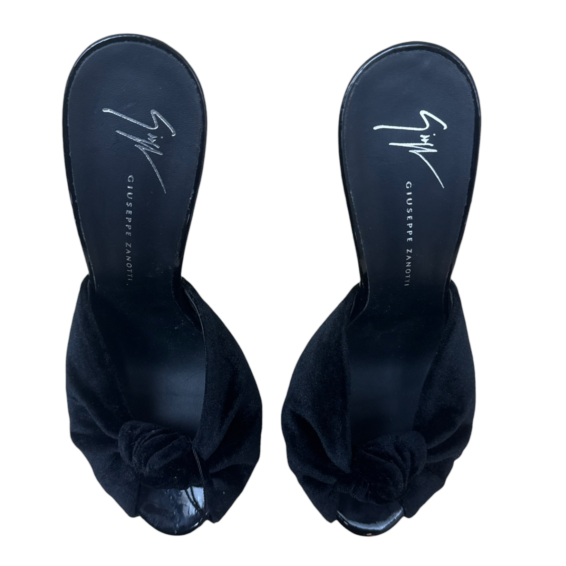 Giuseppe Zanotti Velvet Knot Mules Black (Size EU37.5)