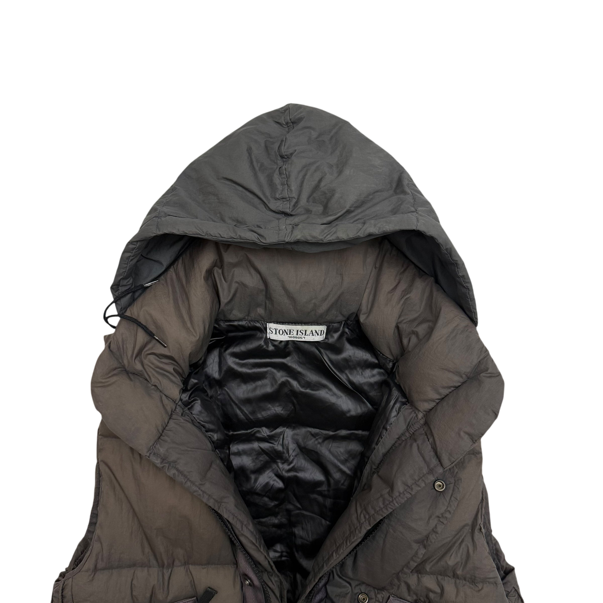 Stone Island AW 2009 Opaque Nylon Tela Down Gilet Brown (Size S)