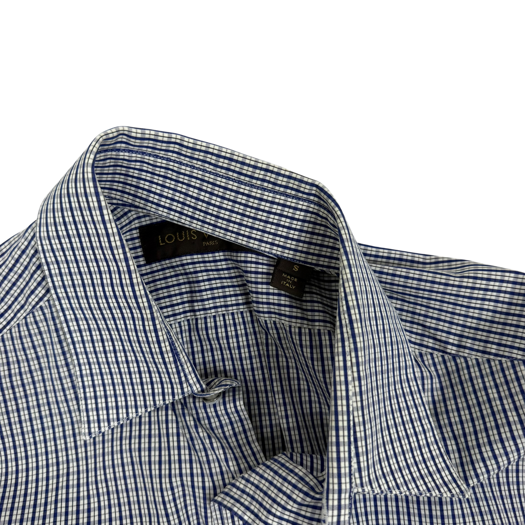 Louis Vuitton Embroidered Logo Checkered Shirt Blue (Size S)