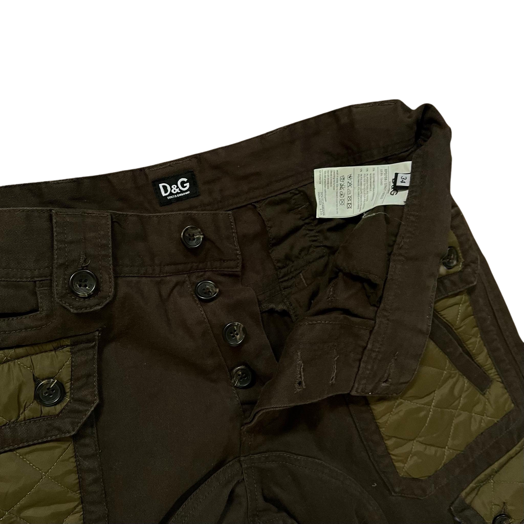Vintage Dolce & Gabbana Heavy 8-Pocket Brown / Khaki Military Cargo Pants (Fits 32/34")