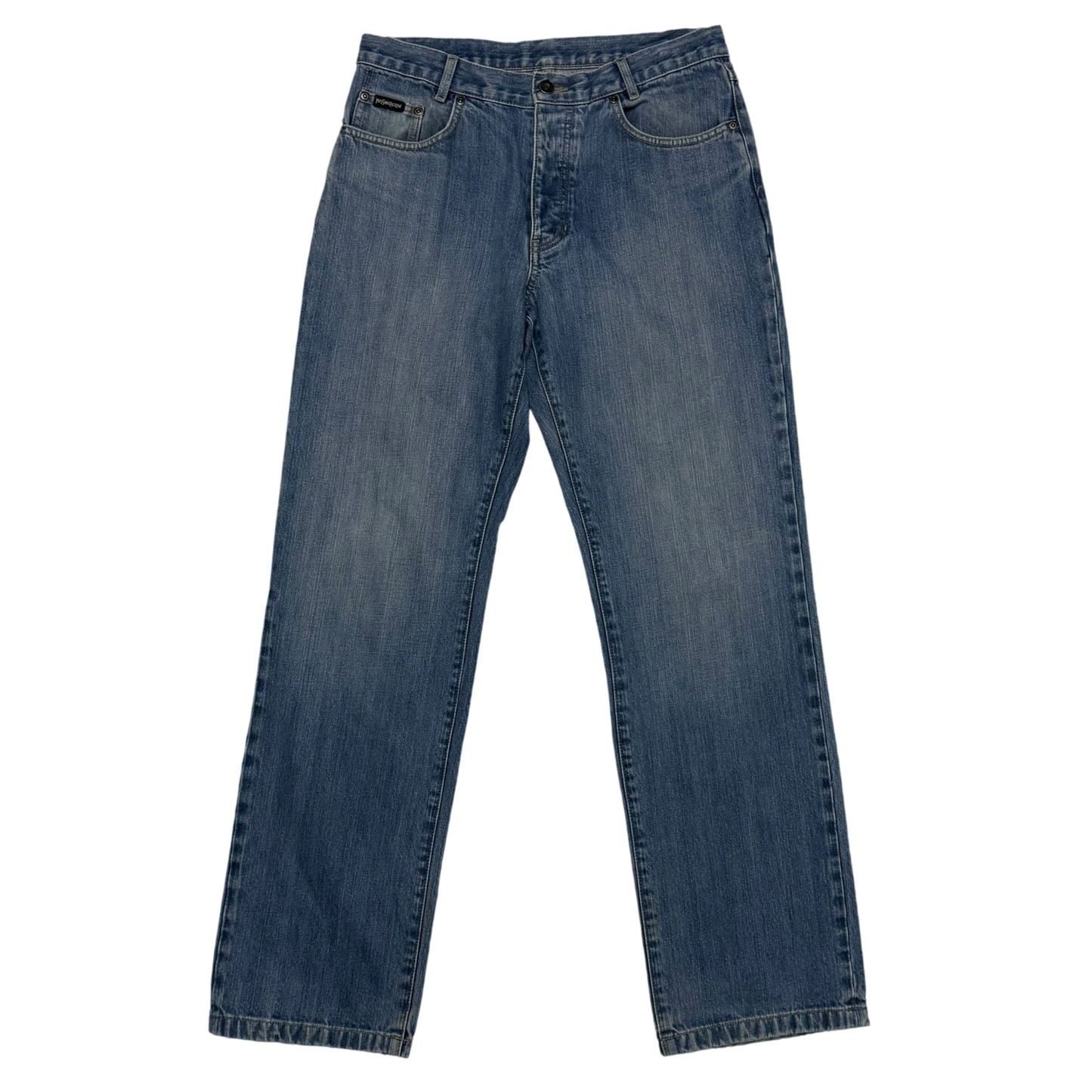 Yves Saint Laurent 2000s Embroidered Logo Jeans (Size 32”)