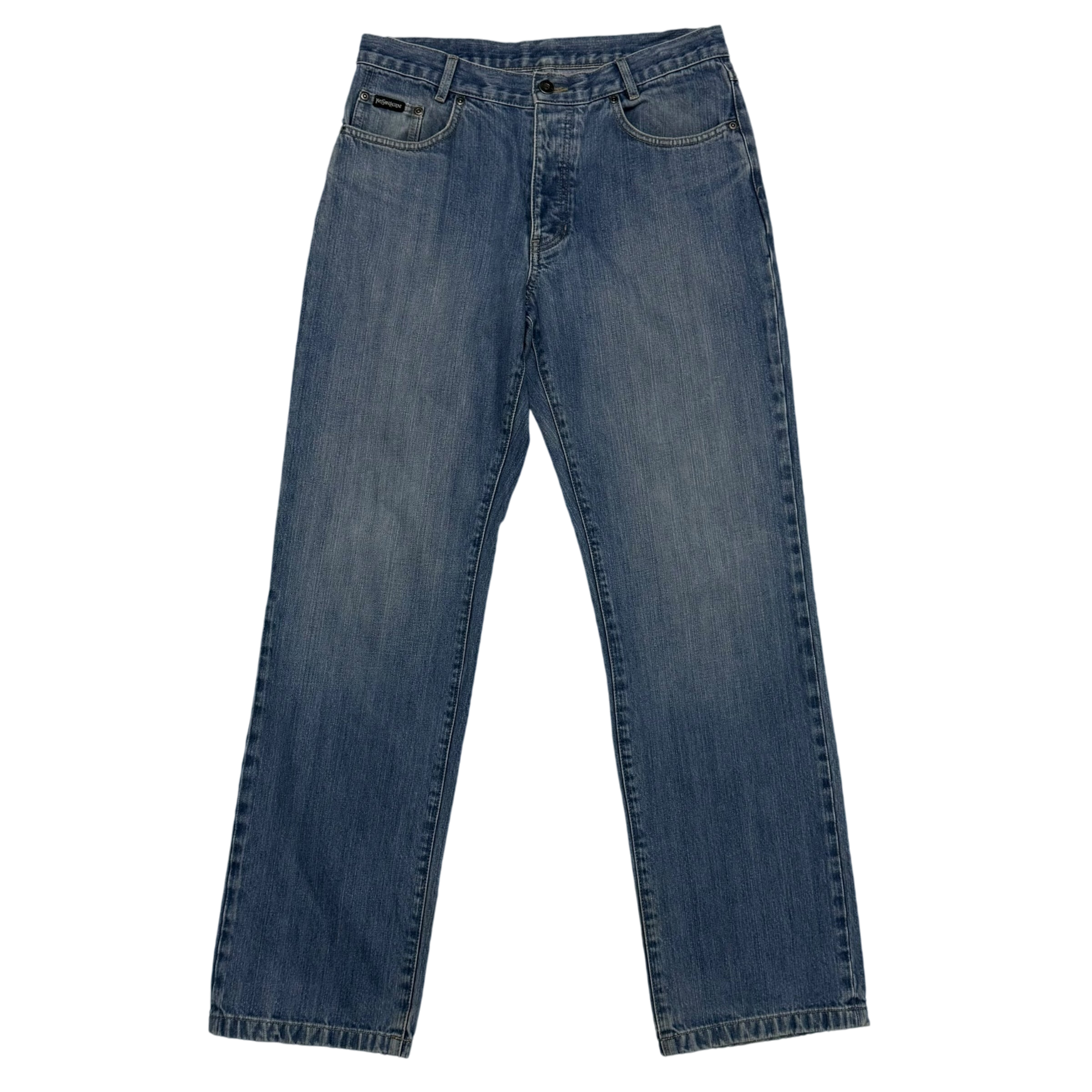 Yves Saint Laurent 2000s Embroidered Logo Jeans (Size 32”)