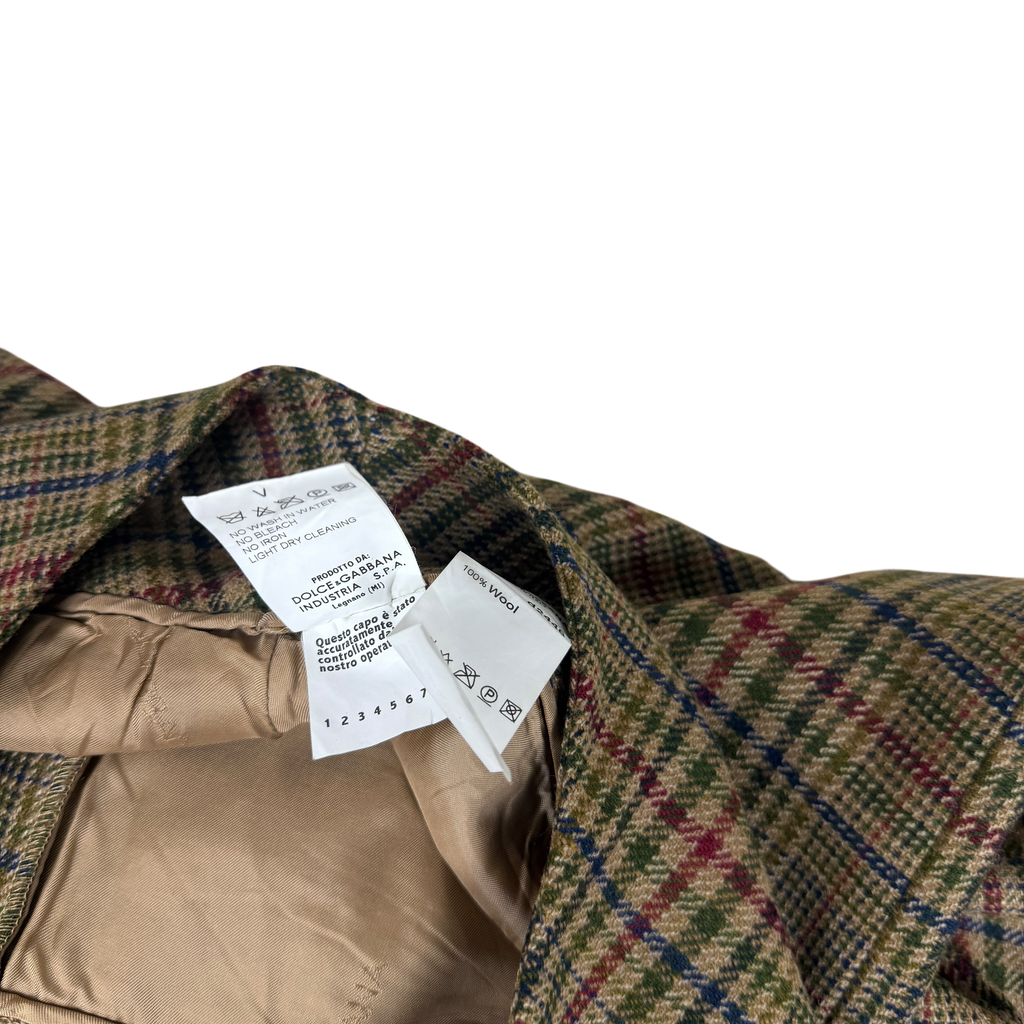 Dolce & Gabbana F/W2000 Wool Pleated Tartan Pants Brown (Size 40)