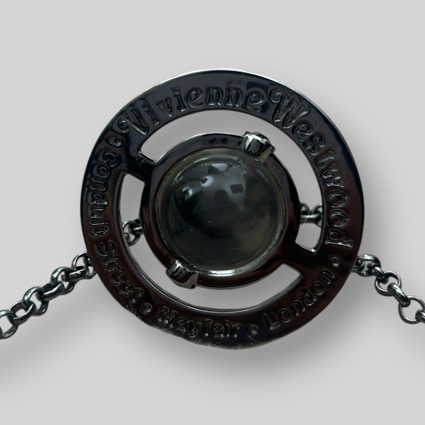 Vivienne Westwood Orb Giant 3D Necklace Gun Metal Silver