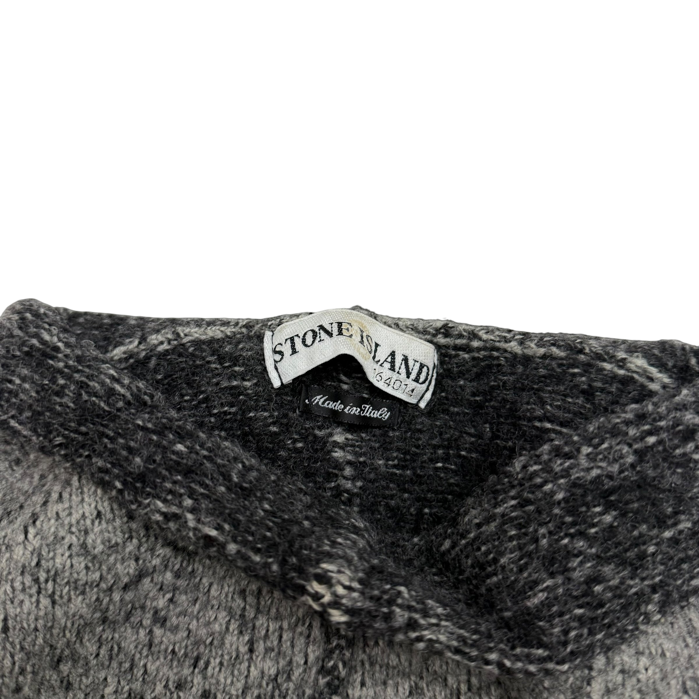 Stone Island AW 2000 Cropped Pure Wool Knit Sweatshirt Grey (fits M-XL womens)