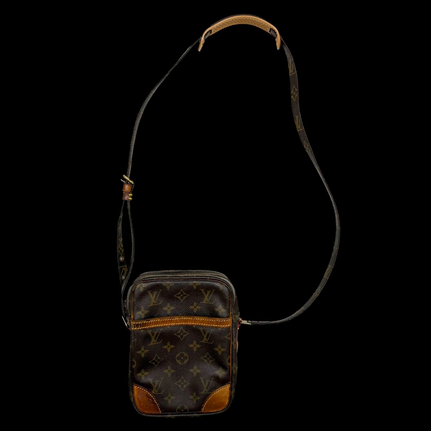 Louis Vuitton 2003 Monogram Danube Leather Crossbody Bag Brown