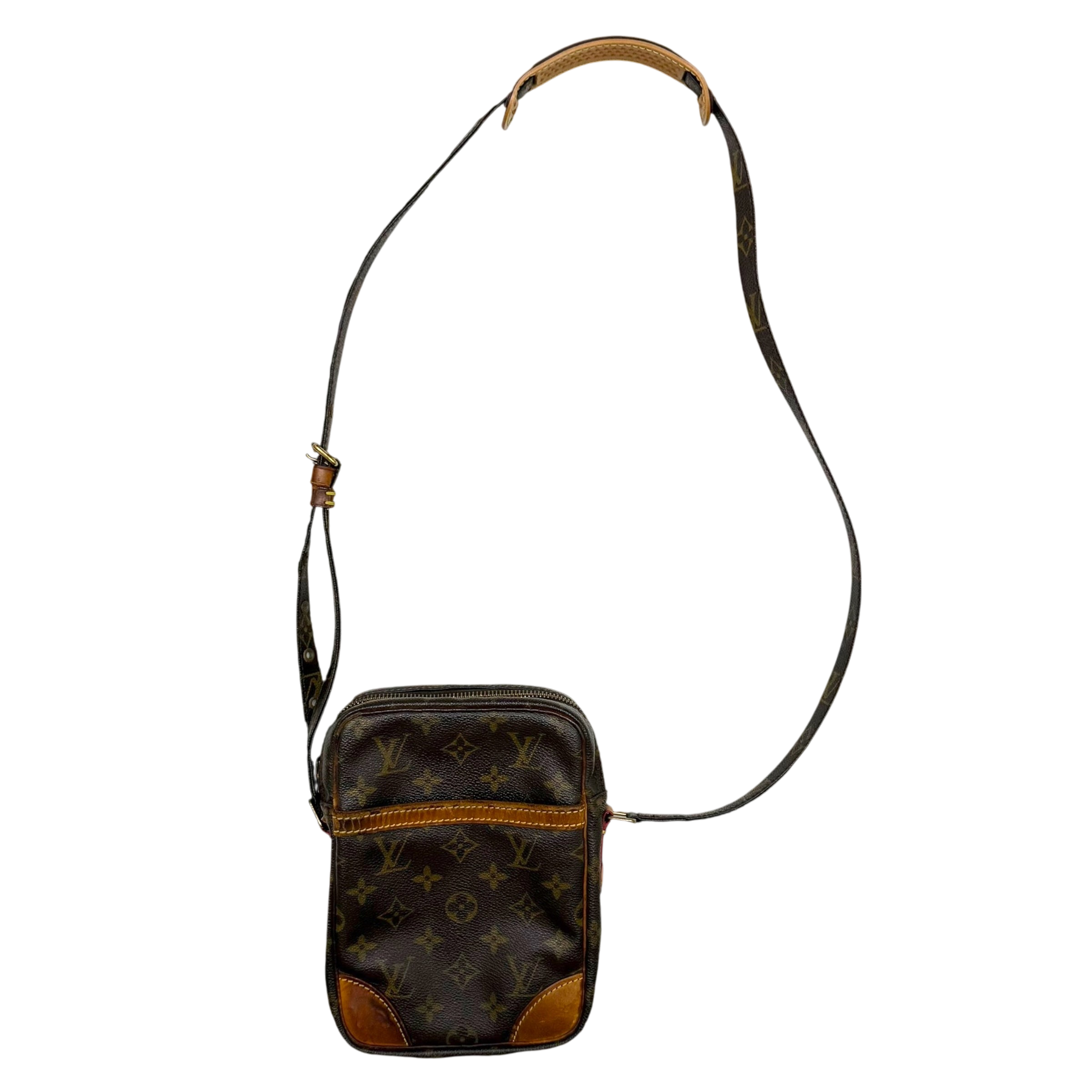 Louis Vuitton 2003 Monogram Danube Leather Crossbody Bag Brown