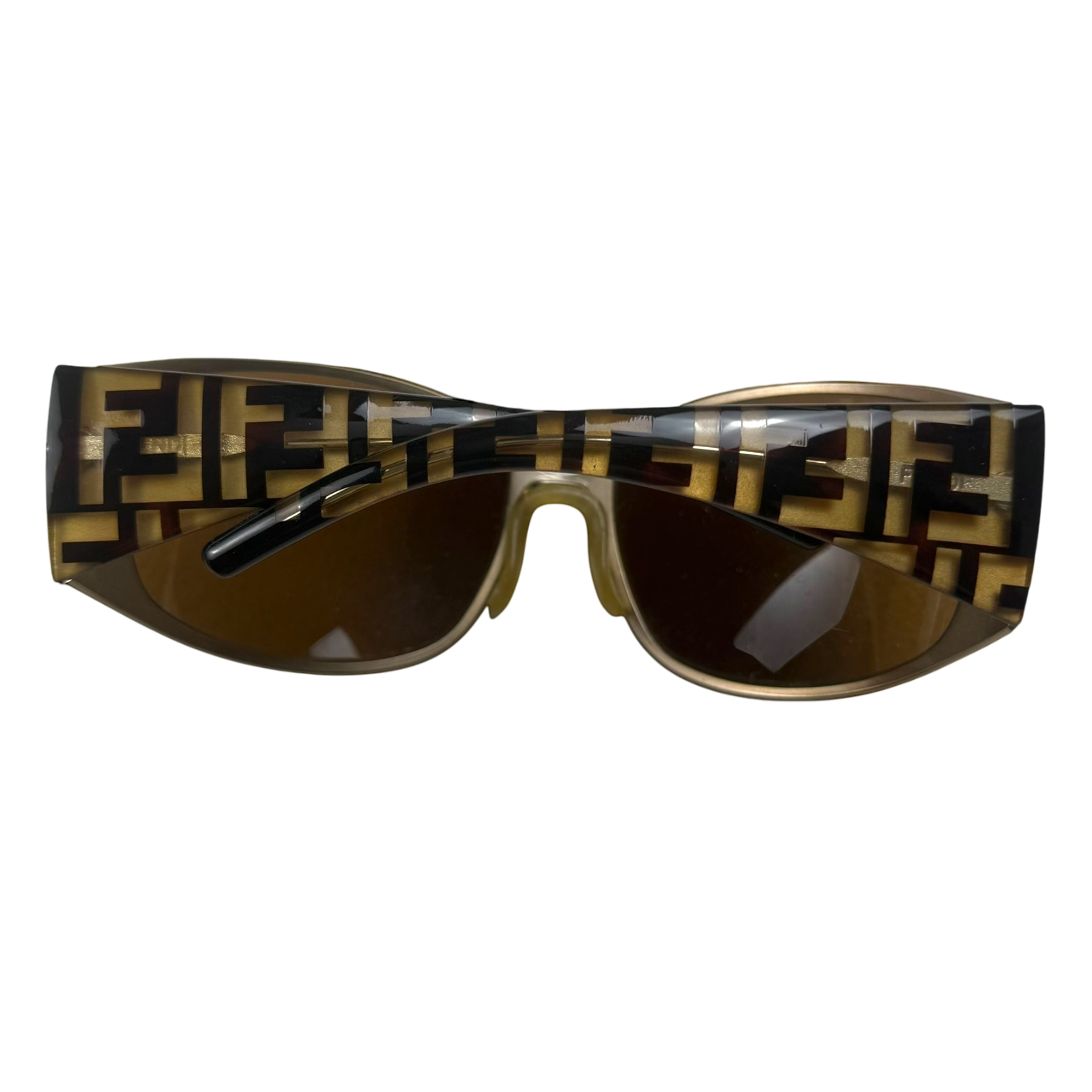 Fendi Metallic Shield Wrap Sunglasses Brown
