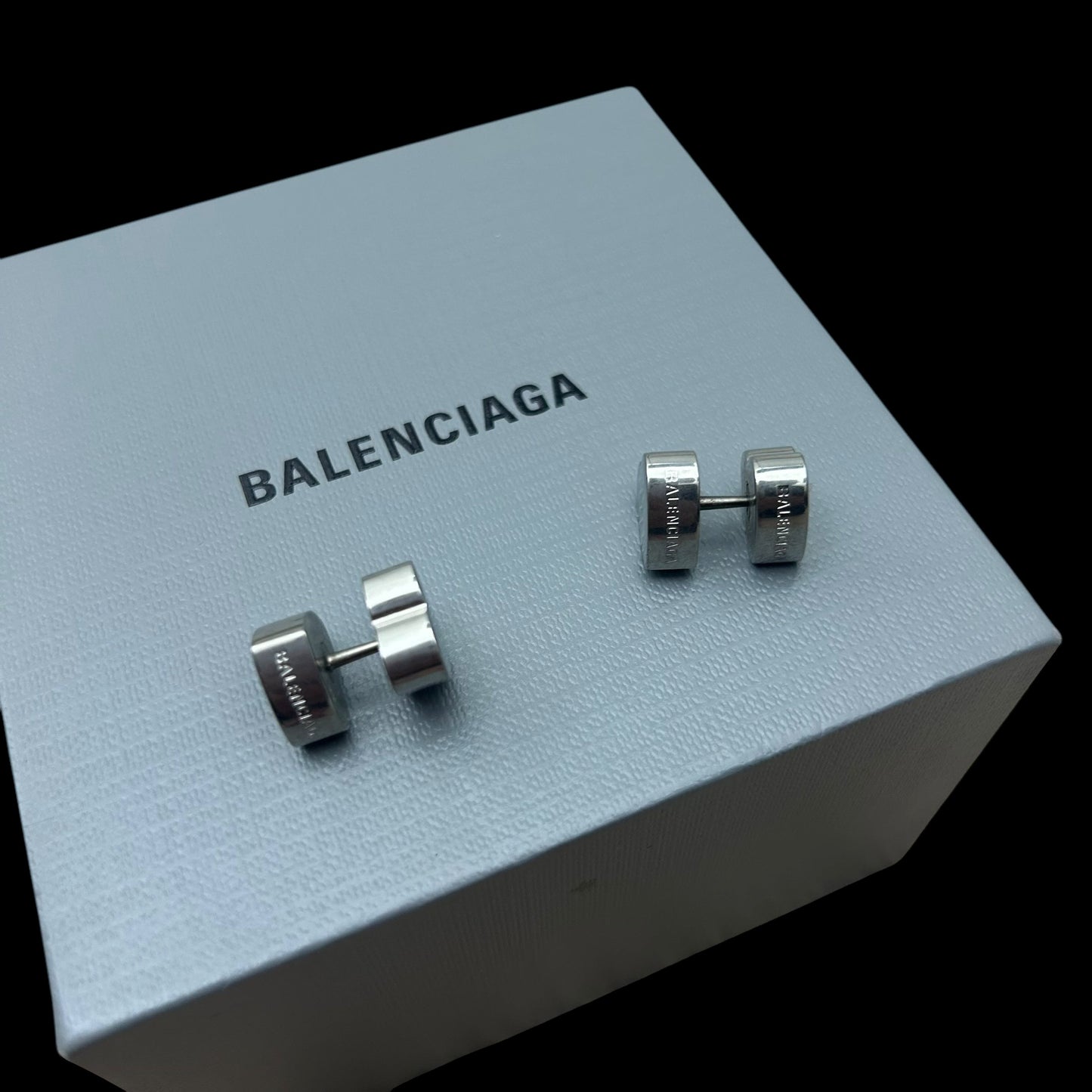 Balenciaga Logo-Engraved Heart Earrings 925 Silver