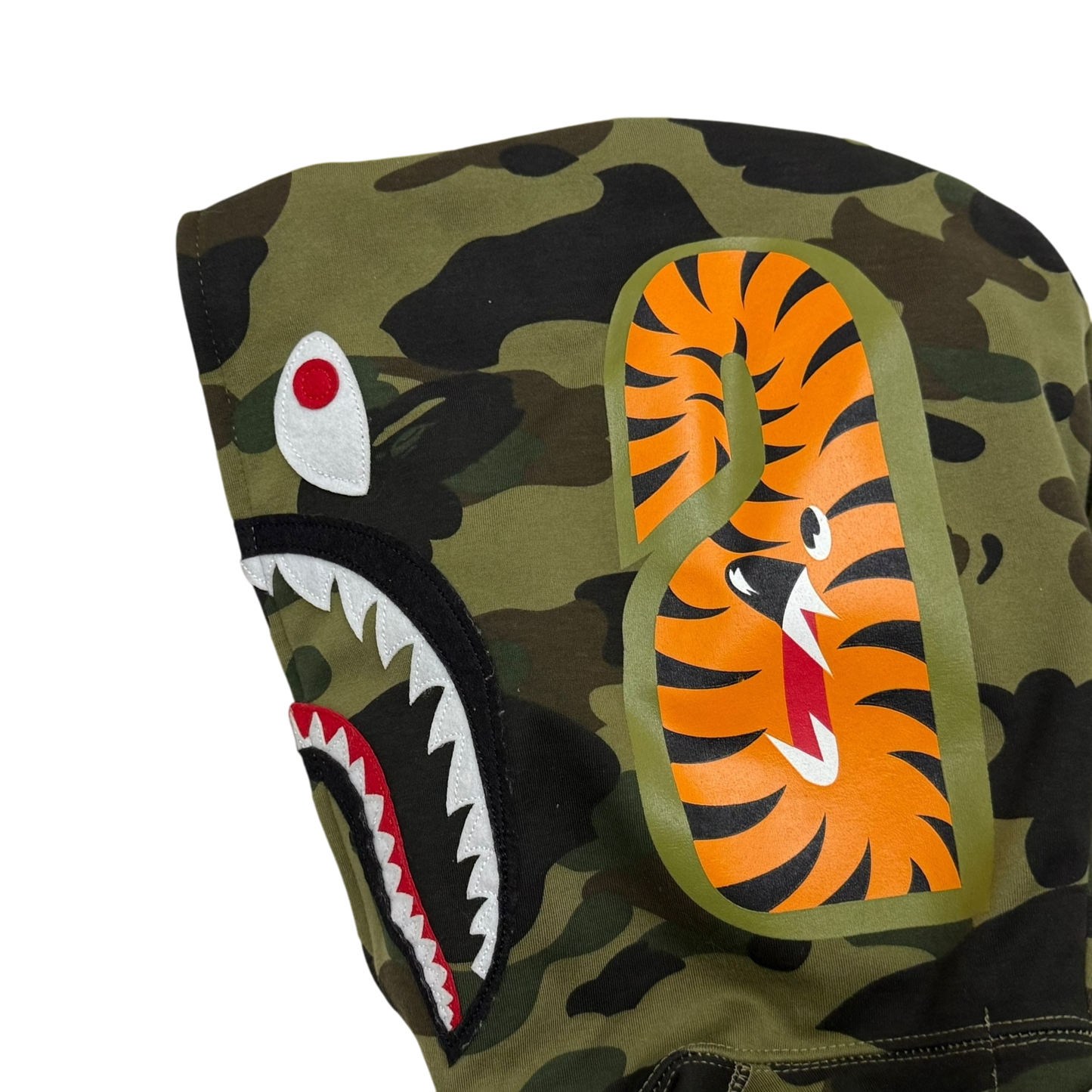 BAPE (A Bathing Ape) 1st Camo Gore Windstopper Camo Shark Zip-Up Hoodie Green (Size S)