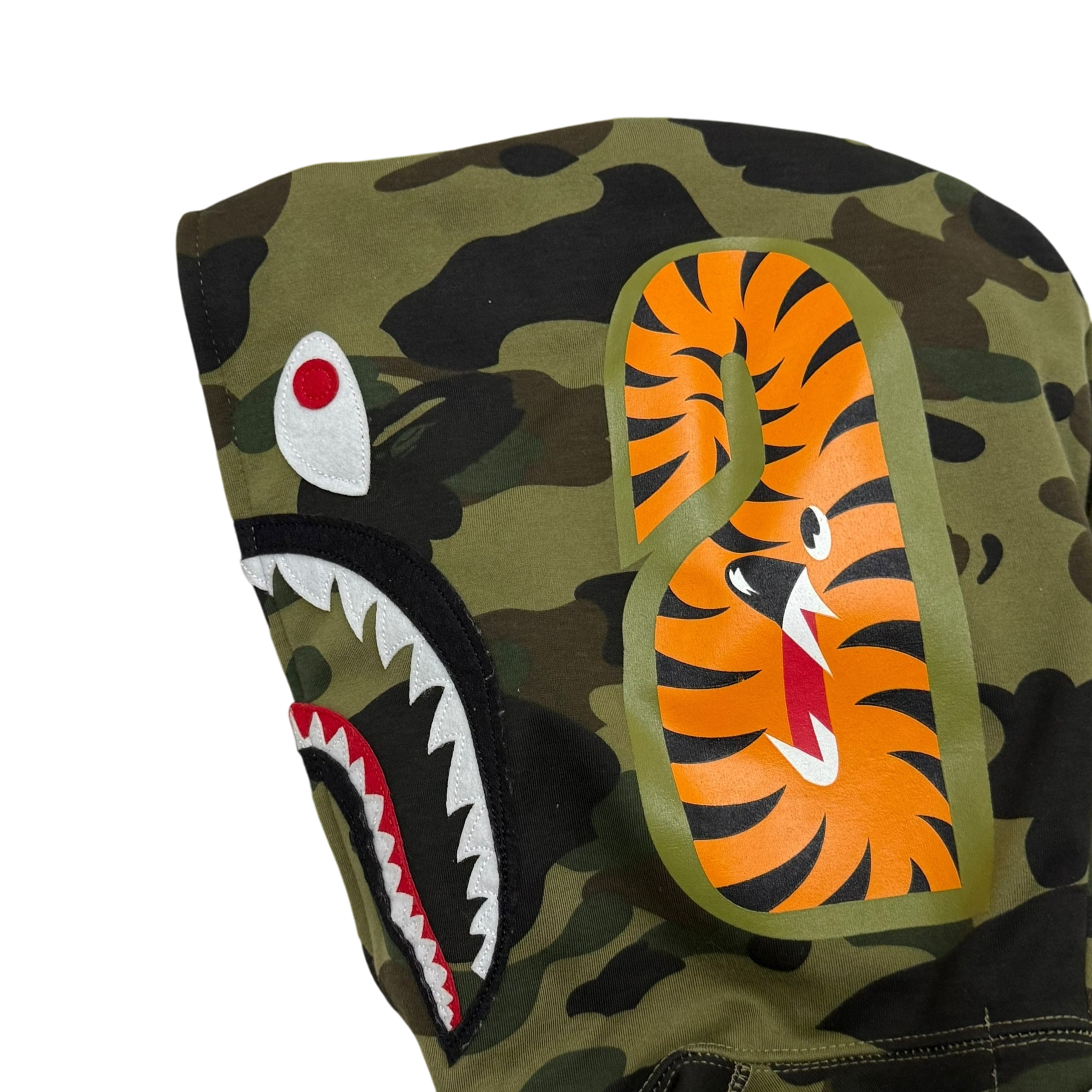 BAPE (A Bathing Ape) 1st Camo Gore Windstopper Camo Shark Zip-Up Hoodie Green (Size S)