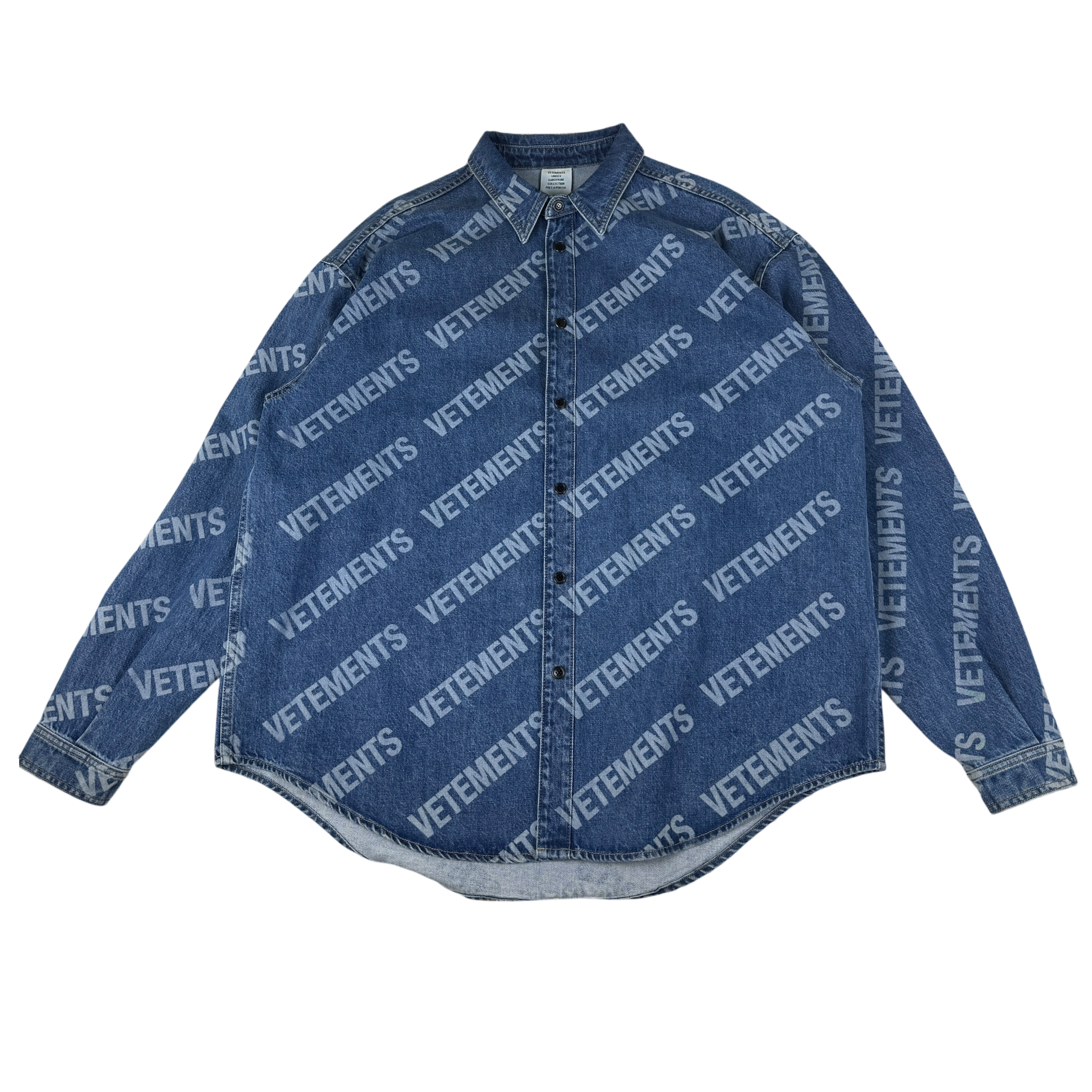Vetements All Over Logo Denim Overshirt (Fits M-L)