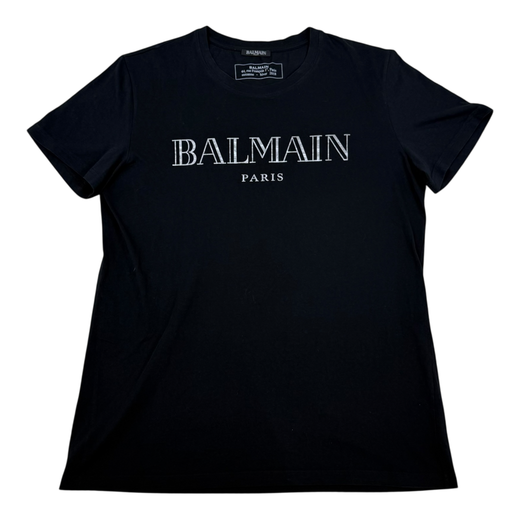 Balmain Paris Reflective Logo Straight Fit T-Shirt Black (Fits M-L)