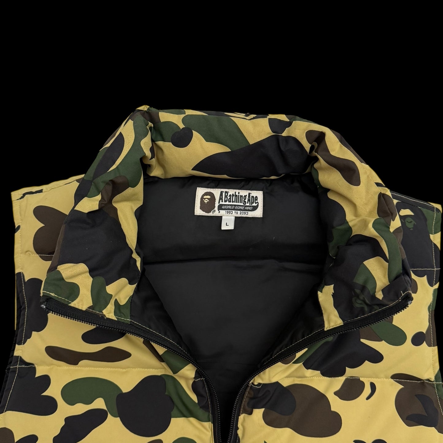 BAPE (A Bathing Ape) 1st Camo Down Vest Yellow (Fits M-L)