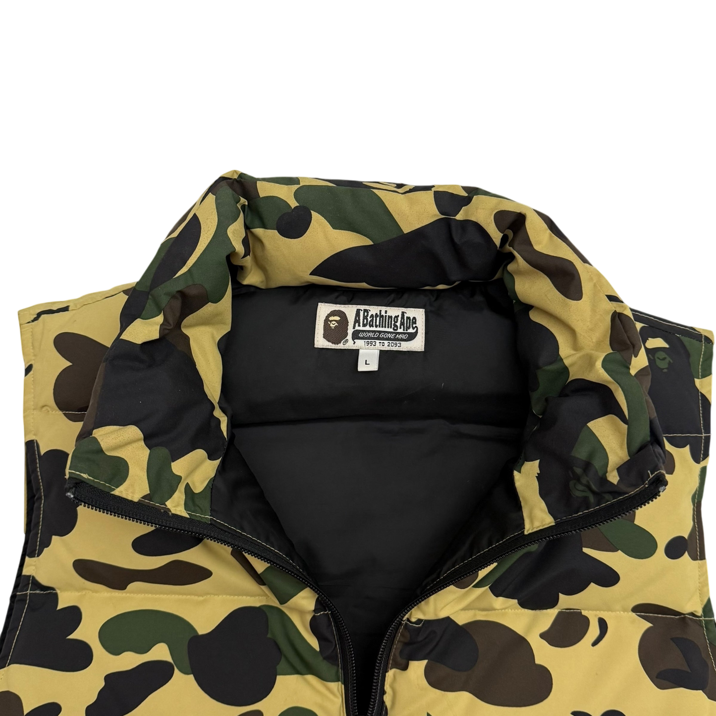 BAPE (A Bathing Ape) 1st Camo Down Vest Yellow (Fits M-L)
