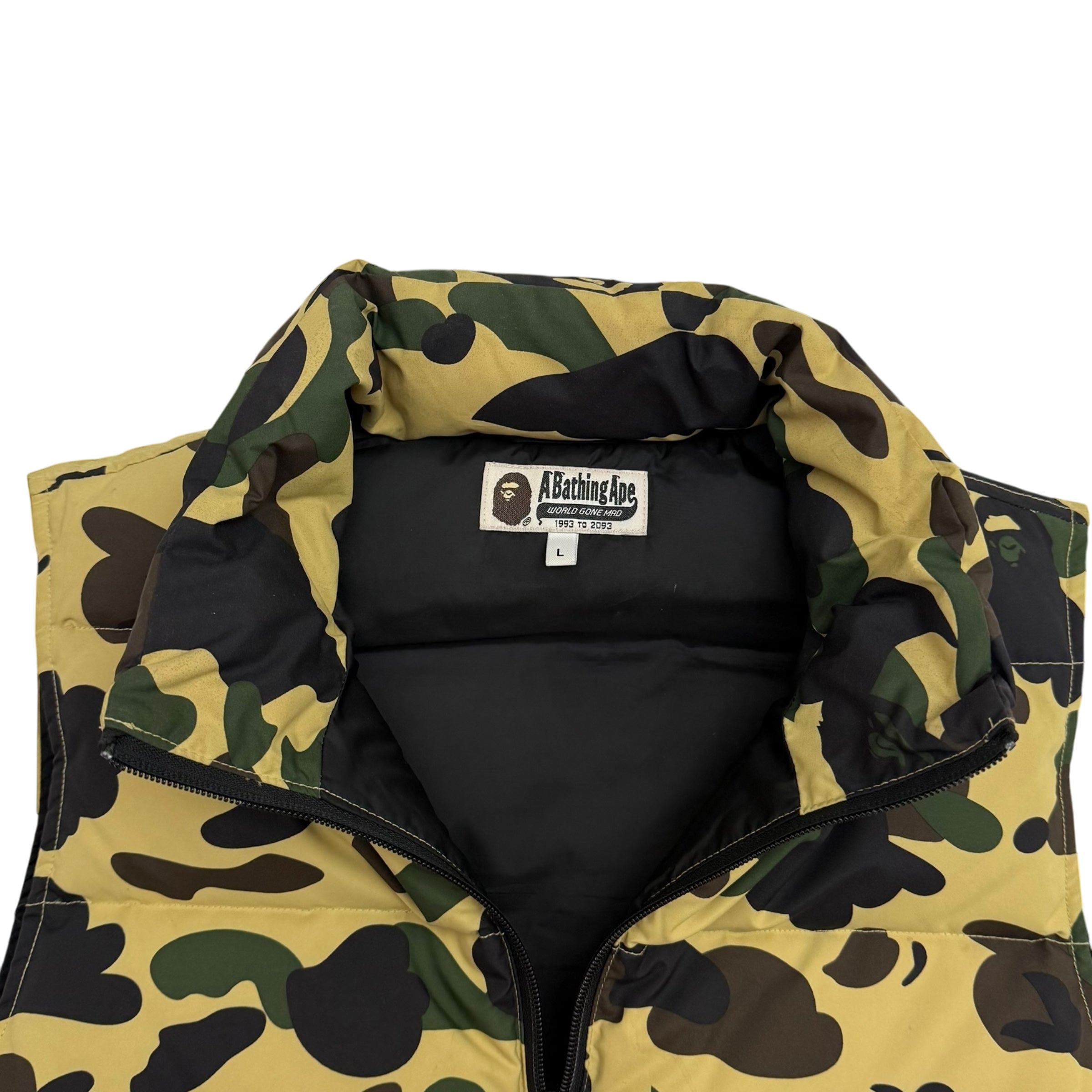 BAPE (A Bathing Ape) 1st Camo Down Vest Yellow (Fits M-L)