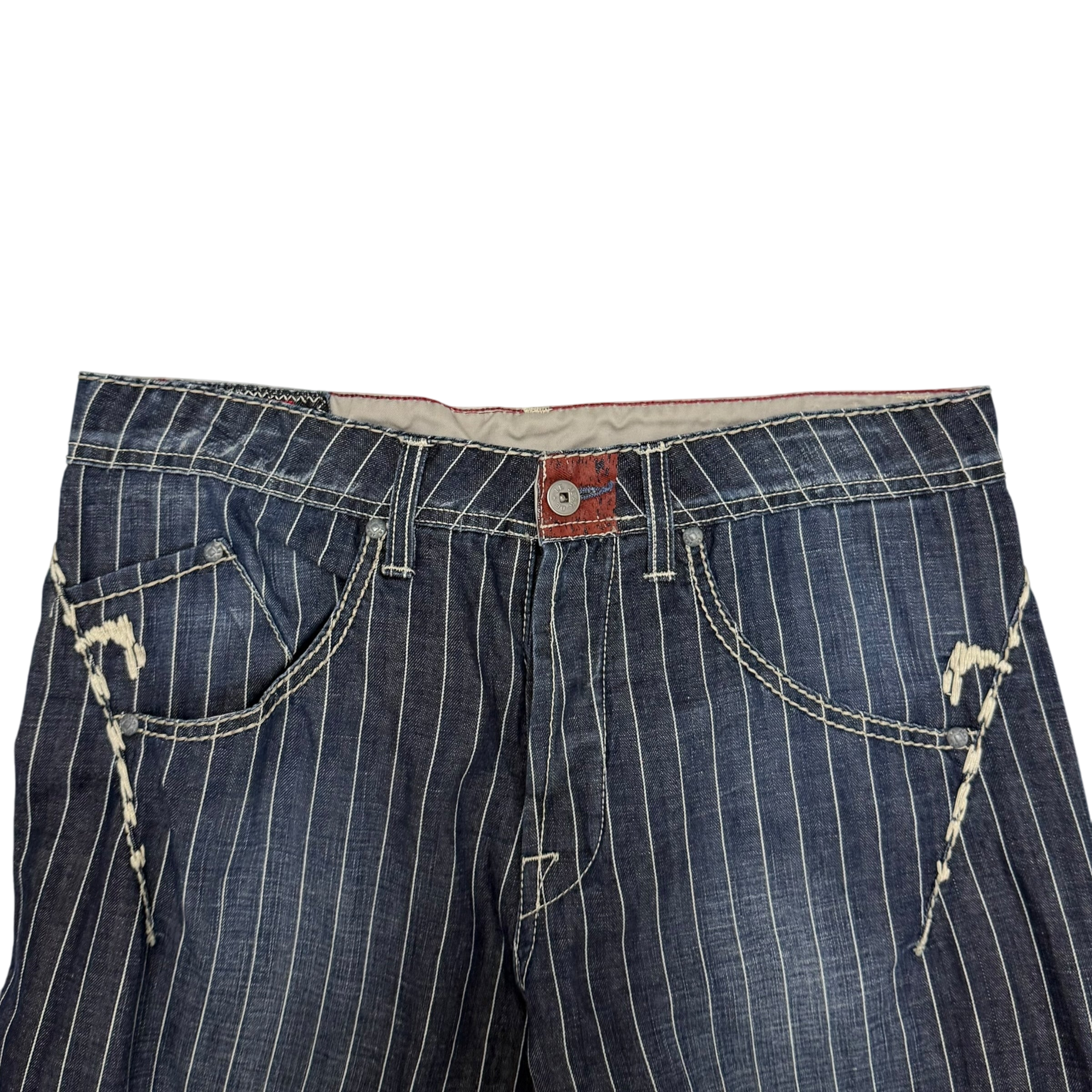 Marithé François Girbaud 2000s Pinstripe Jeans (Fits 32”)