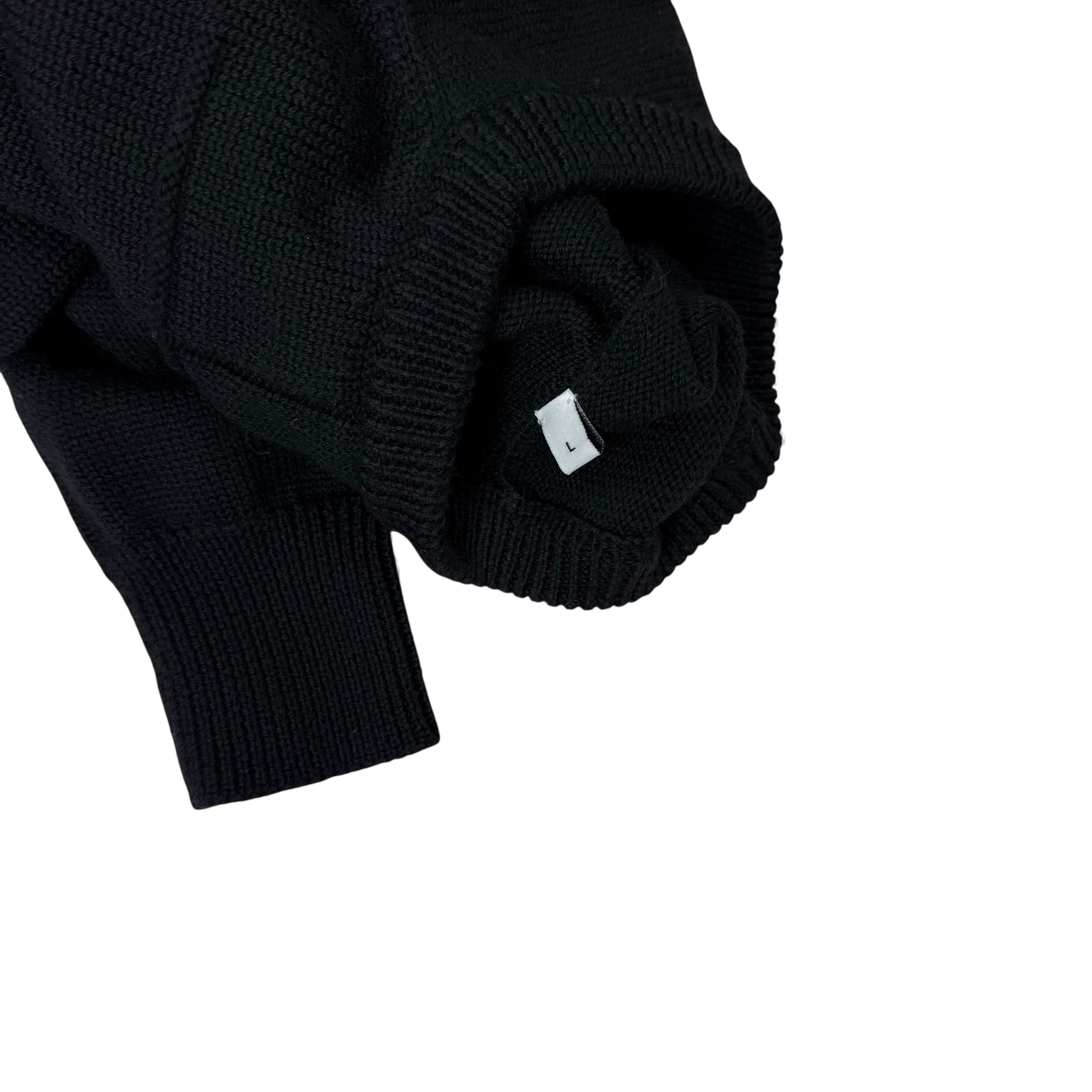 Givenchy AW18 Logo-Intarsia Pure Wool Knit Sweatshirt Black (Size L)