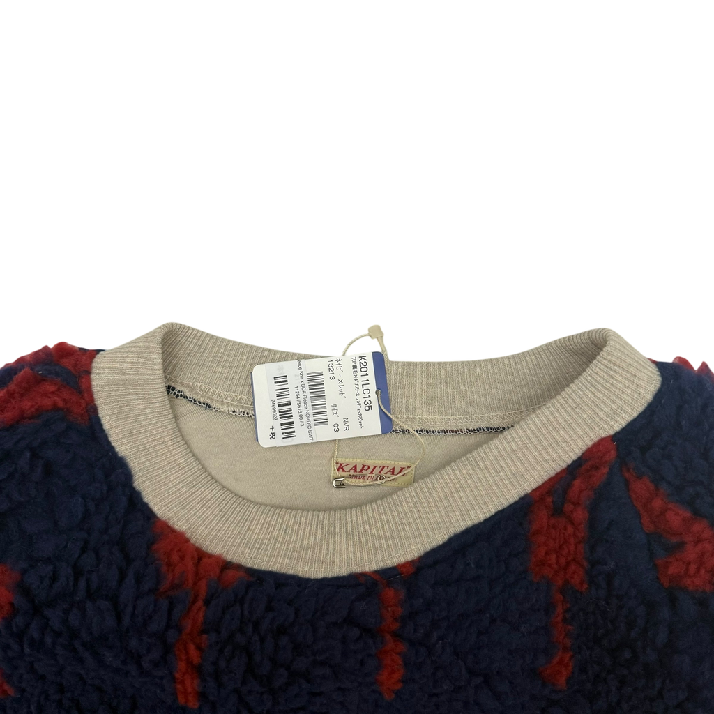 Kapital Boa Fleece Sweatshirt Navy/Red (Size 3)
