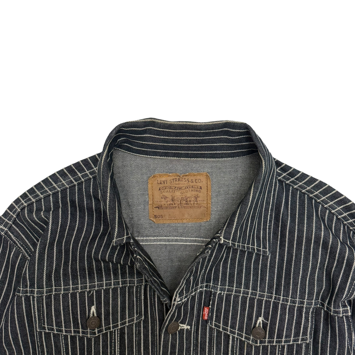 Levi's Reworked Pinstripe Trucker Jacket Navy (Fits M)