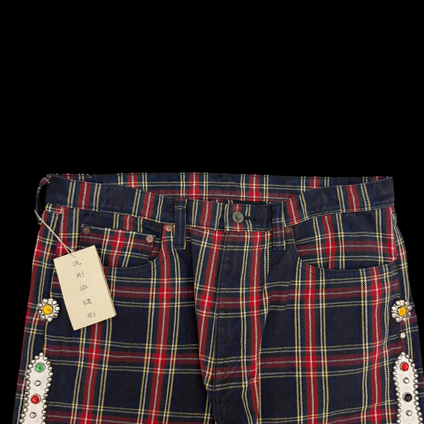 Kapital 11oz Tartan Check 5P Monkey Cisco Jeans (Studs Remake) Red (Size 36”)