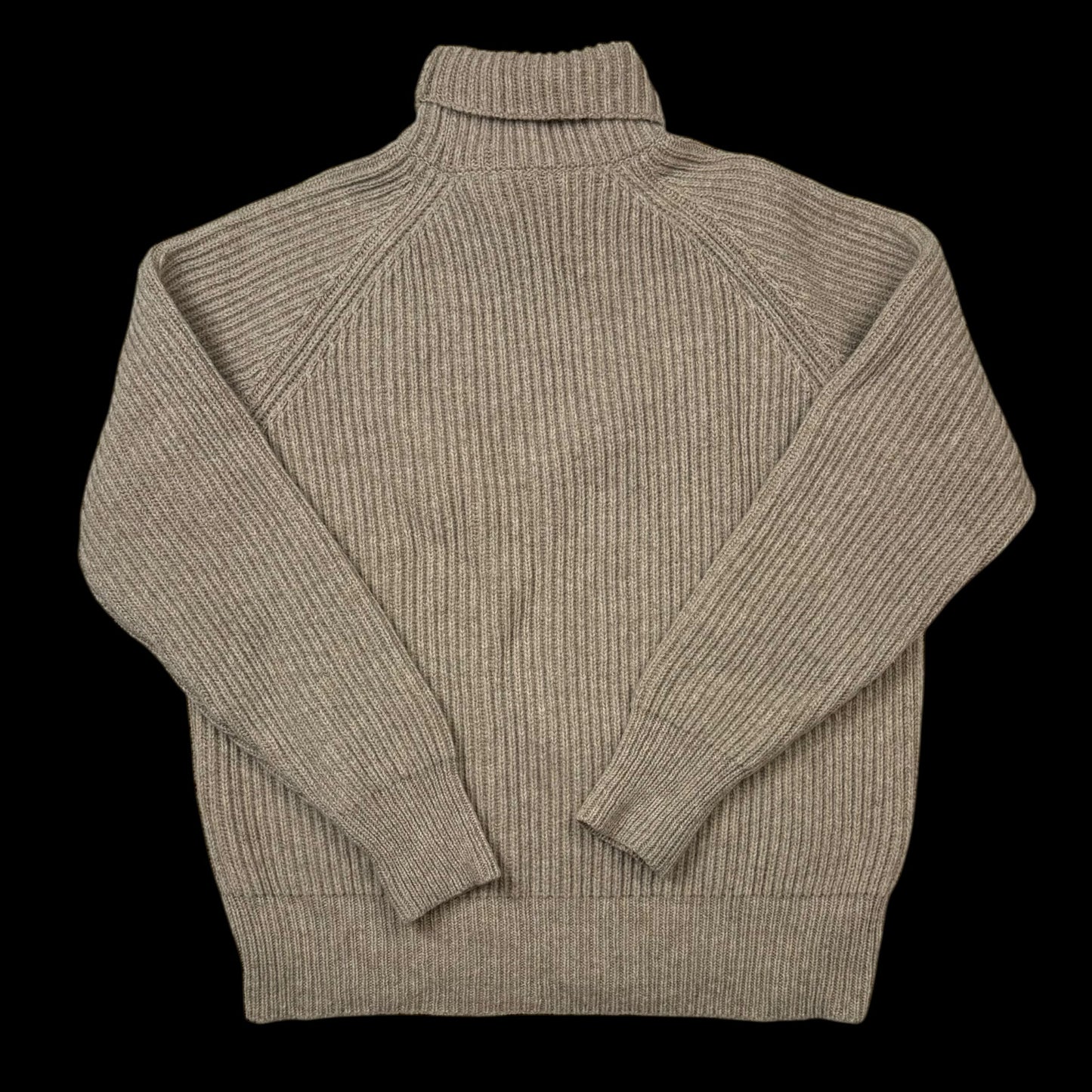 Ami Paris Heavyweight Ribbed Wool Funnel Neck Knit Sweatshirt Taupe