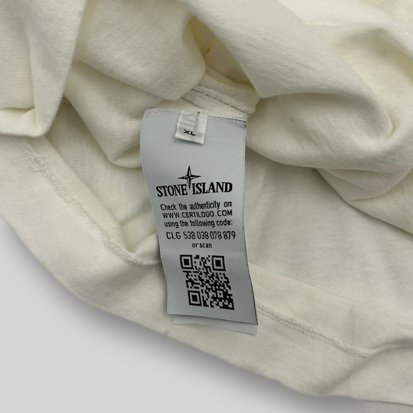 Stone Island Embodied Logo Long Sleeve Shirt White (Fits L/XL)