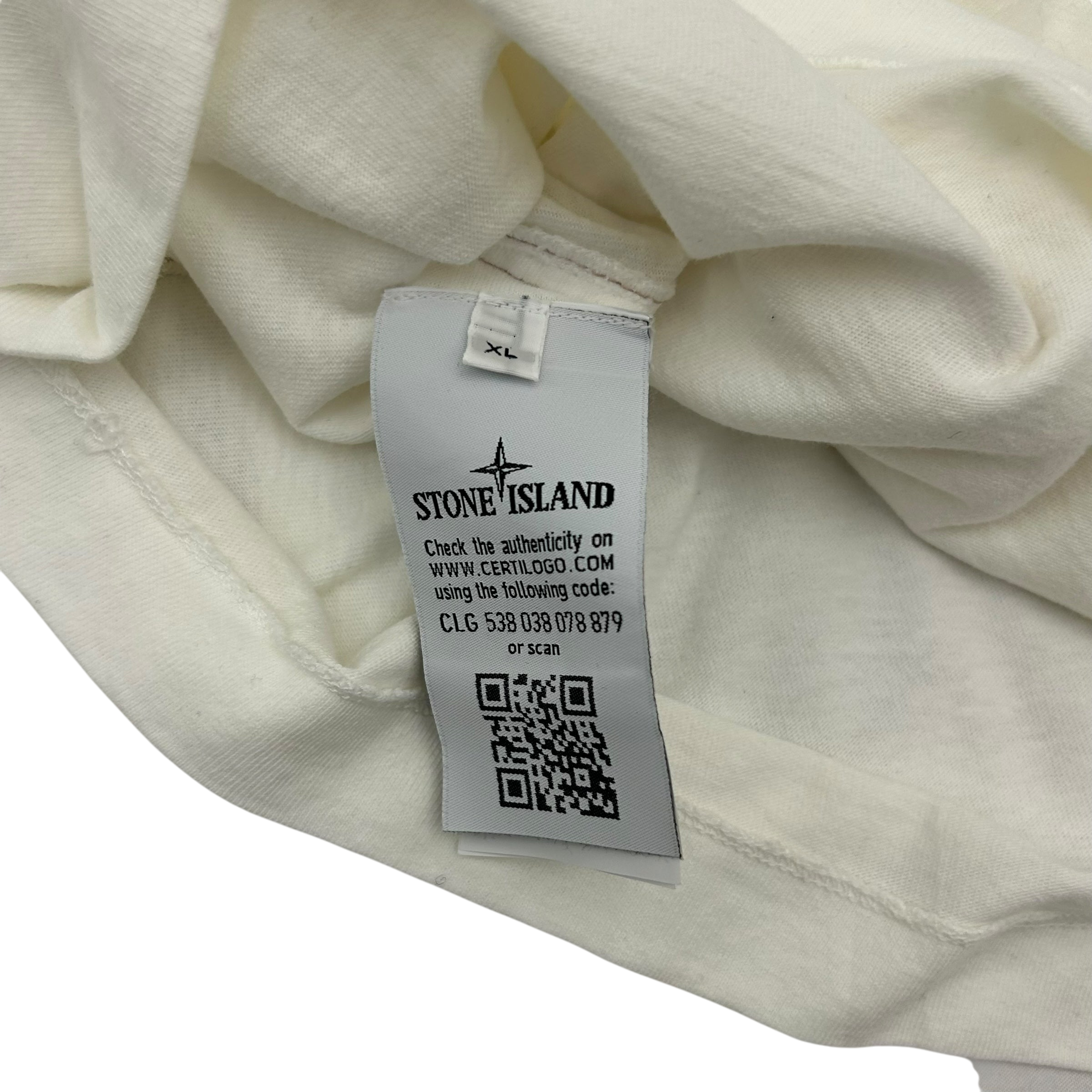 Stone Island Embodied Logo Long Sleeve Shirt White (Fits L/XL)