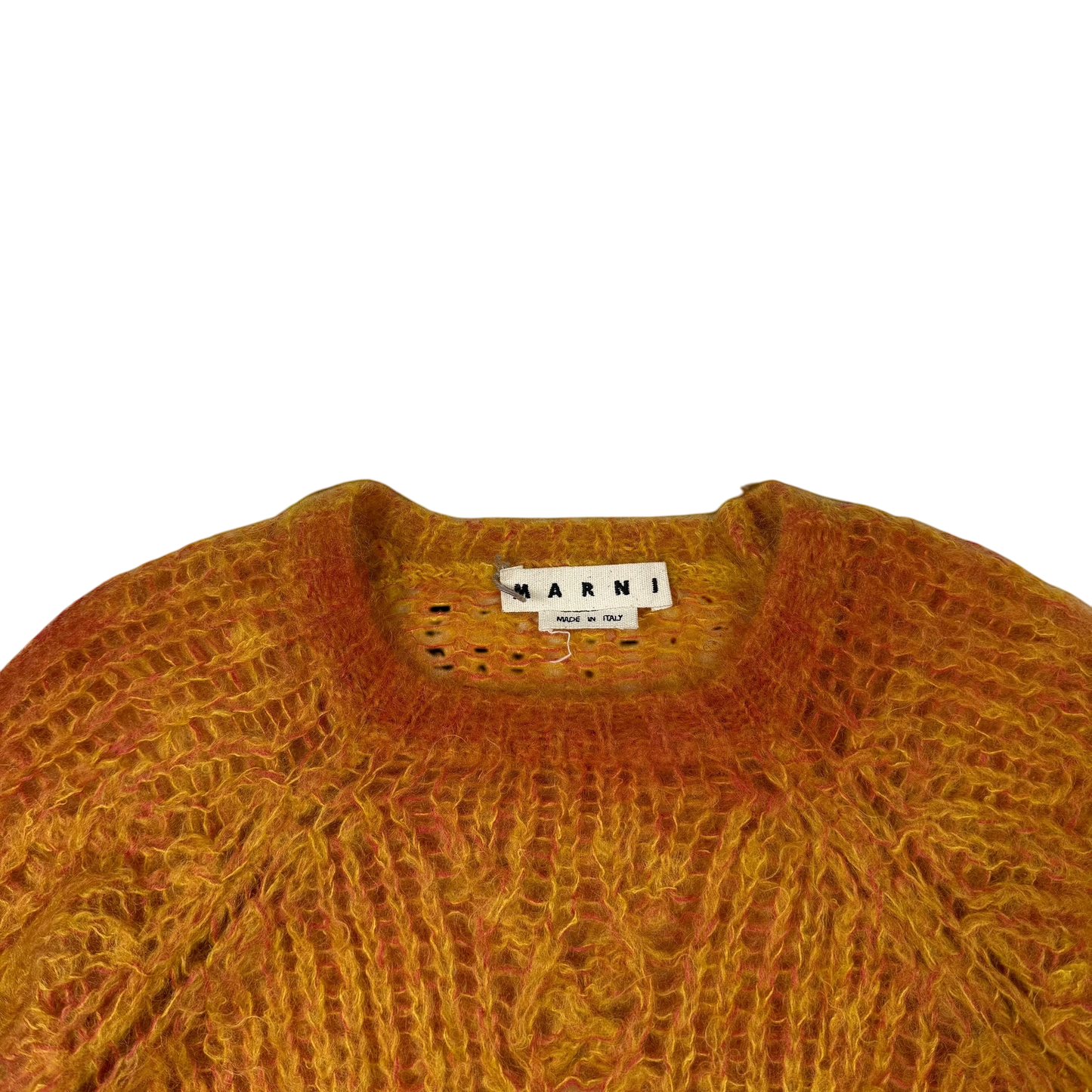 MARNI Latticed Open-Gauge Oversized Mohair-Blend Sweatshirt Orange (Size L)