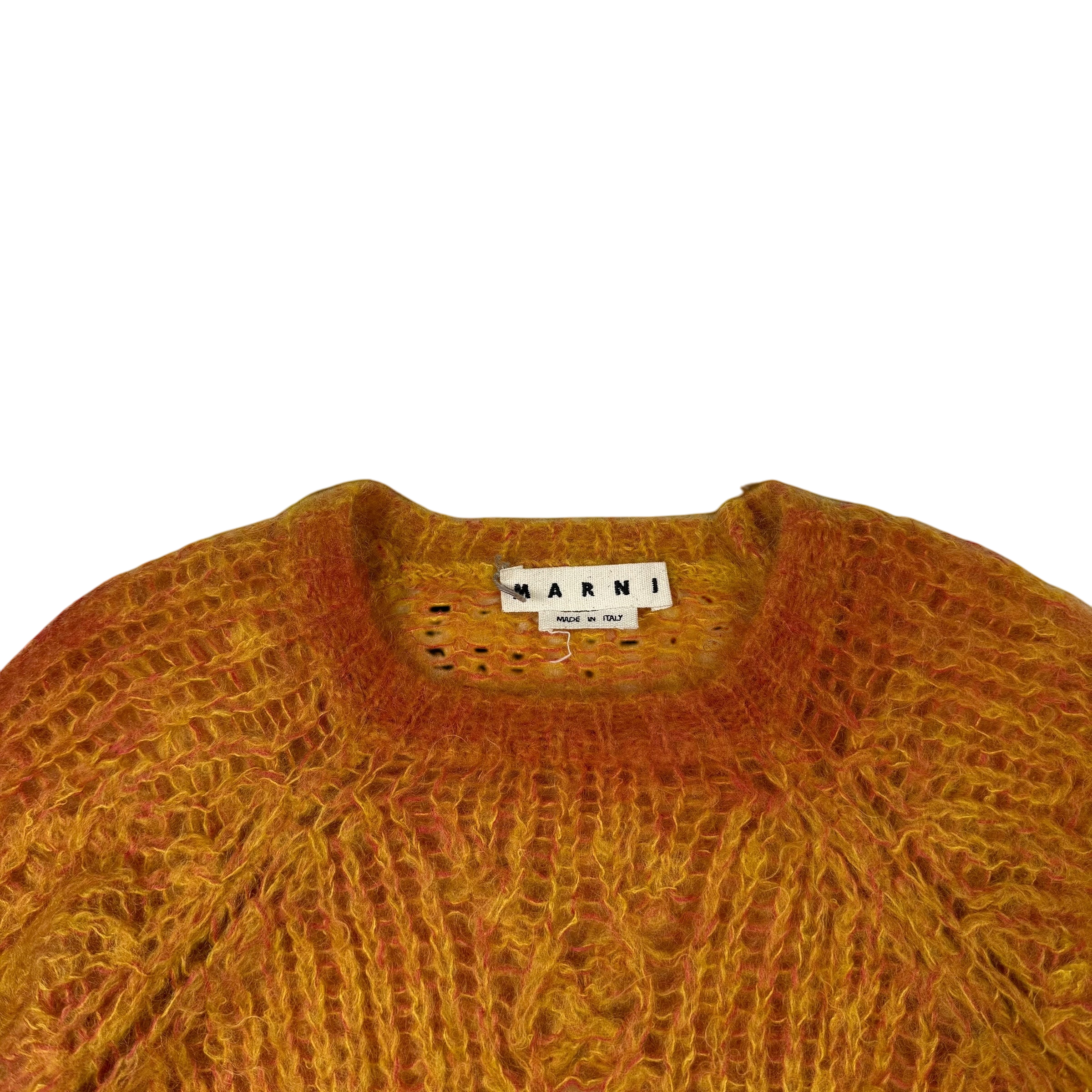 MARNI Latticed Open-Gauge Oversized Mohair-Blend Sweatshirt Orange (Size L)