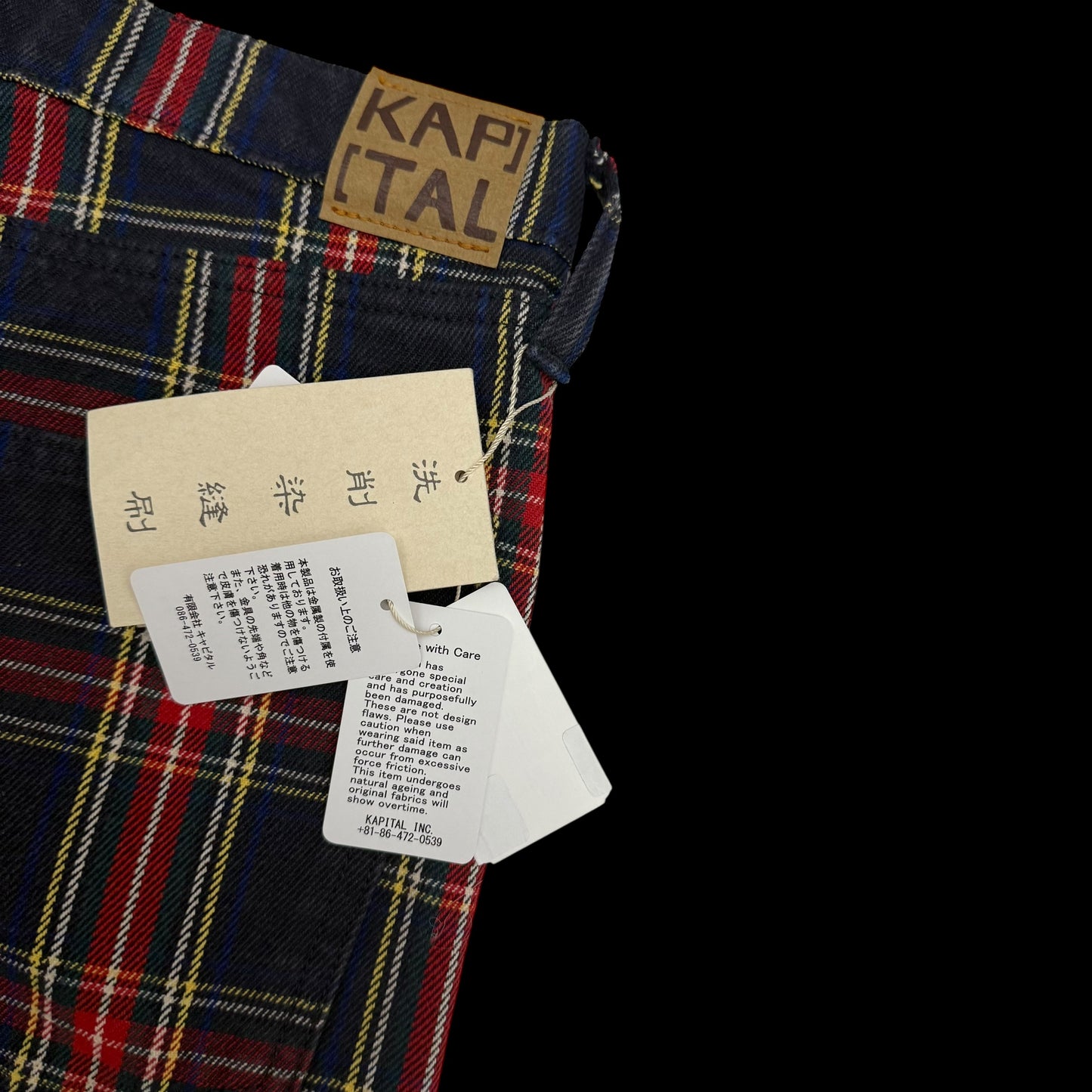 Kapital 11oz Tartan Check 5P Monkey Cisco Jeans (Studs Remake) Red (Size 36”)