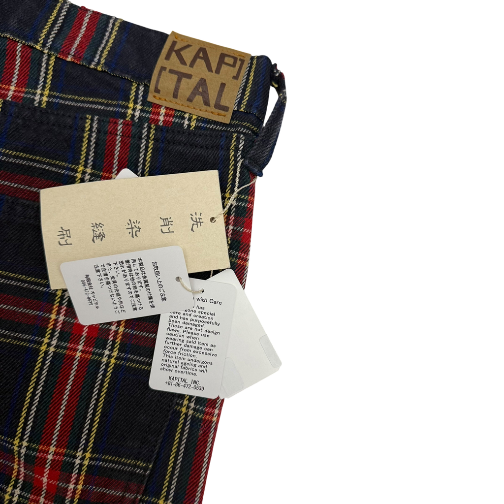 Kapital 11oz Tartan Check 5P Monkey Cisco Jeans (Studs Remake) Red (Size 36”)