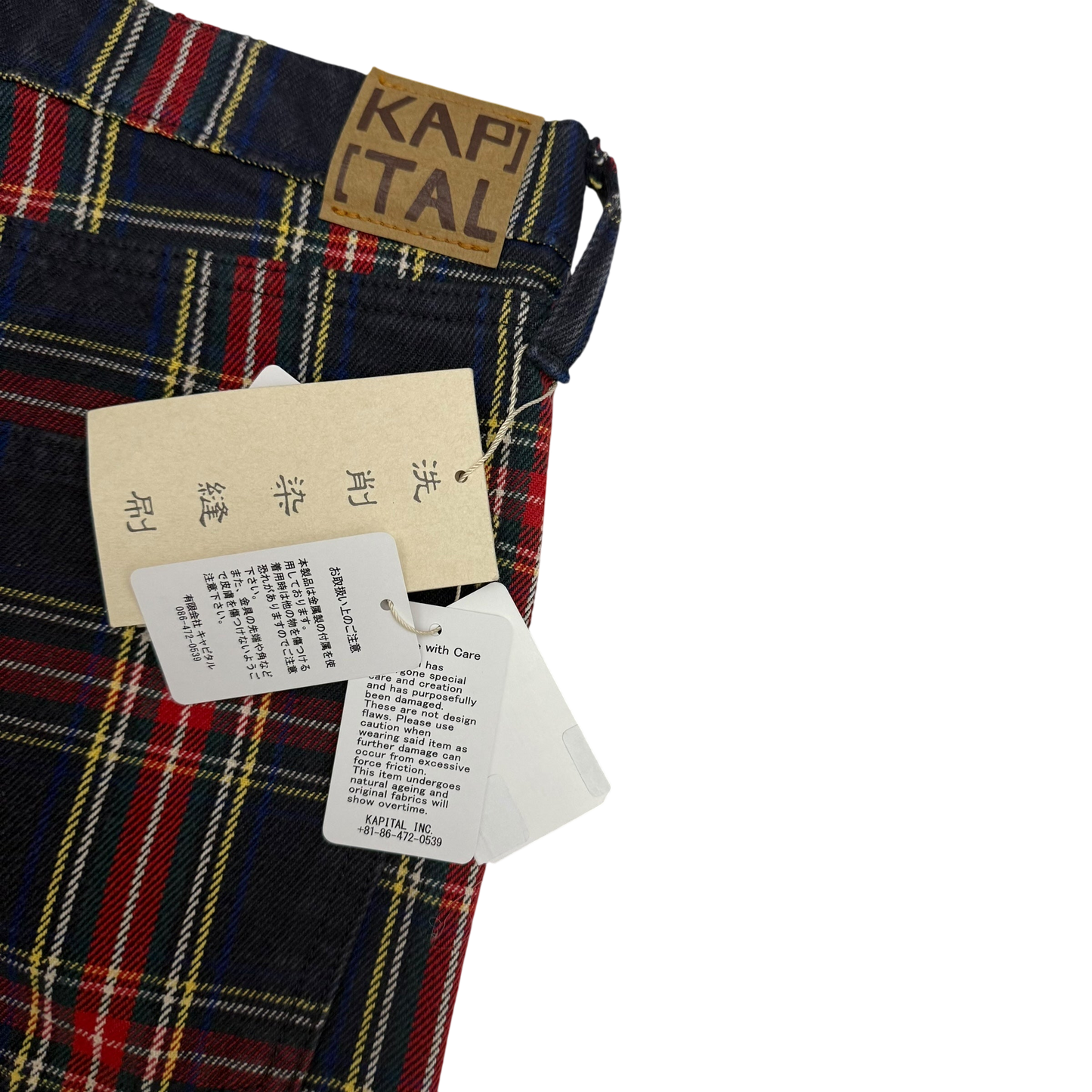 Kapital 11oz Tartan Check 5P Monkey Cisco Jeans (Studs Remake) Red (Size 36”)