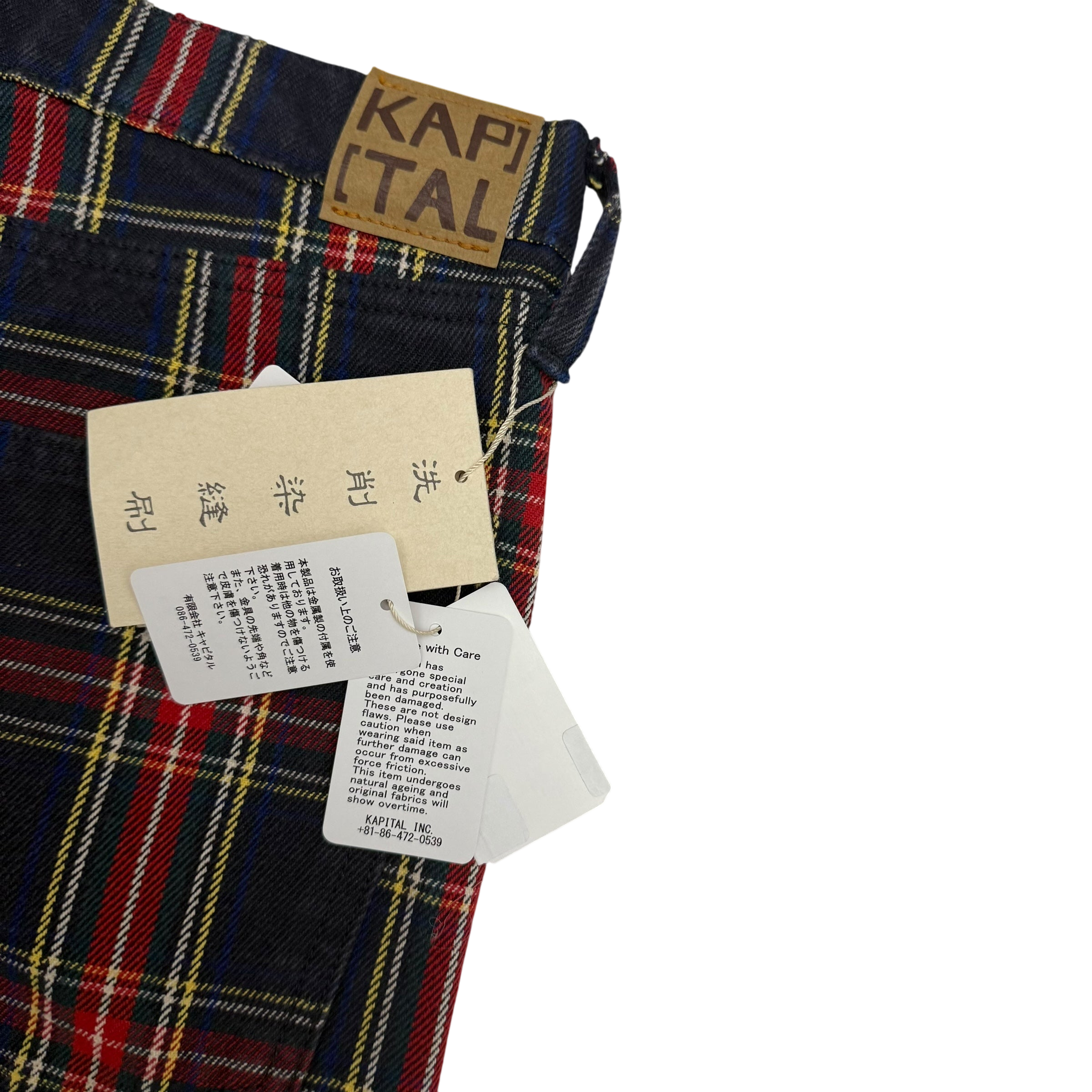 Kapital 11oz Tartan Check 5P Monkey Cisco Jeans (Studs Remake) Red (Size 36”)