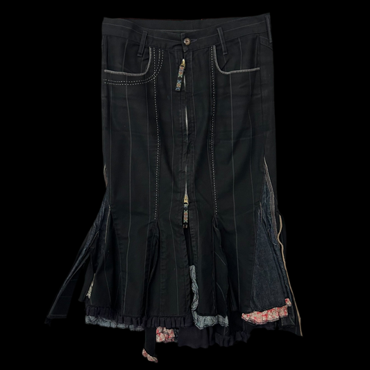 2000s Marithe Francois Girbaud Pinstripe Mermaid Skirt Black (Fits 30)